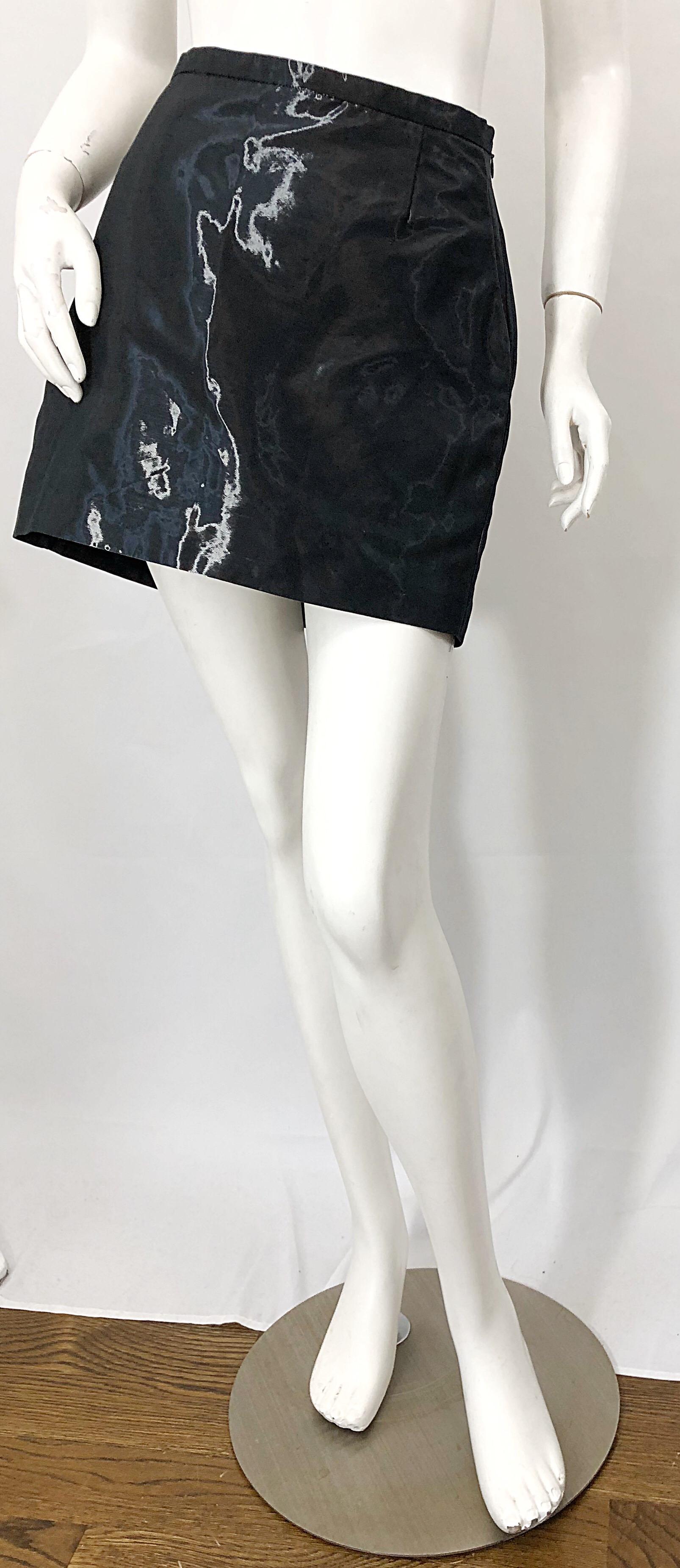 1990s JIL SANDER Tailor Made Grey / Black Metallic Vintage 90s Mini Skirt For Sale 3