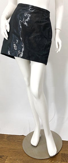 1990s JIL SANDER Tailor Made Grey / Black Metallic Vintage 90s Mini Skirt