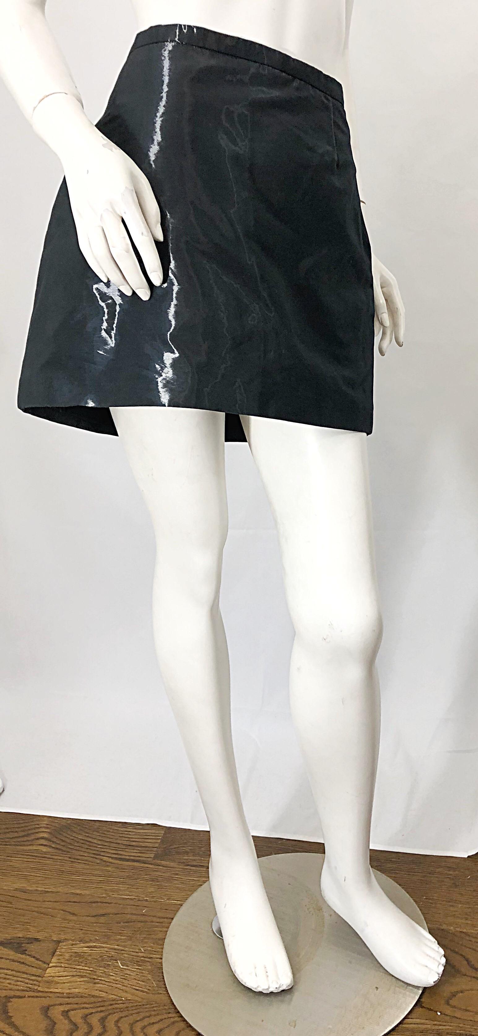Women's 1990s JIL SANDER Tailor Made Grey / Black Metallic Vintage 90s Mini Skirt For Sale