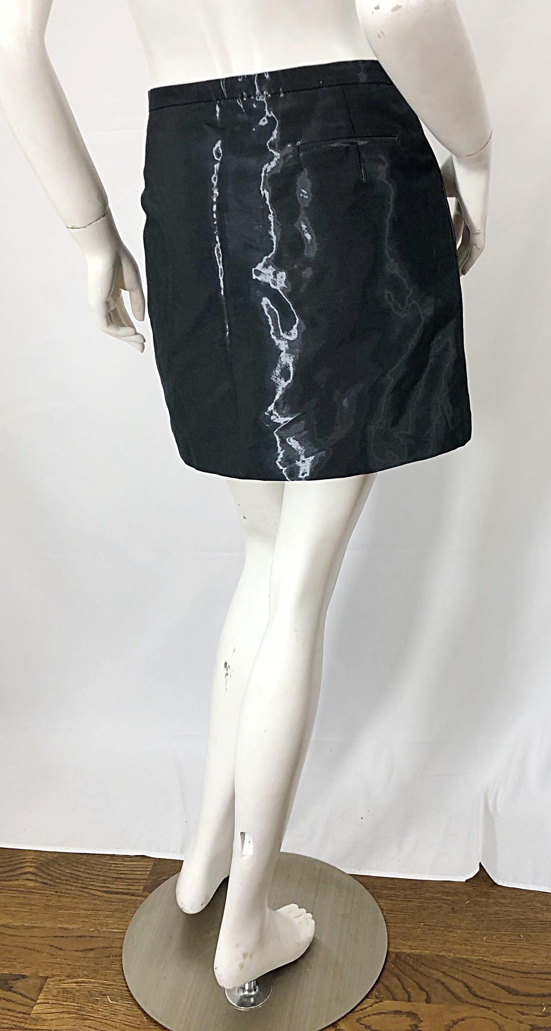 1990s JIL SANDER Tailor Made Grey / Black Metallic Vintage 90s Mini Skirt For Sale 1