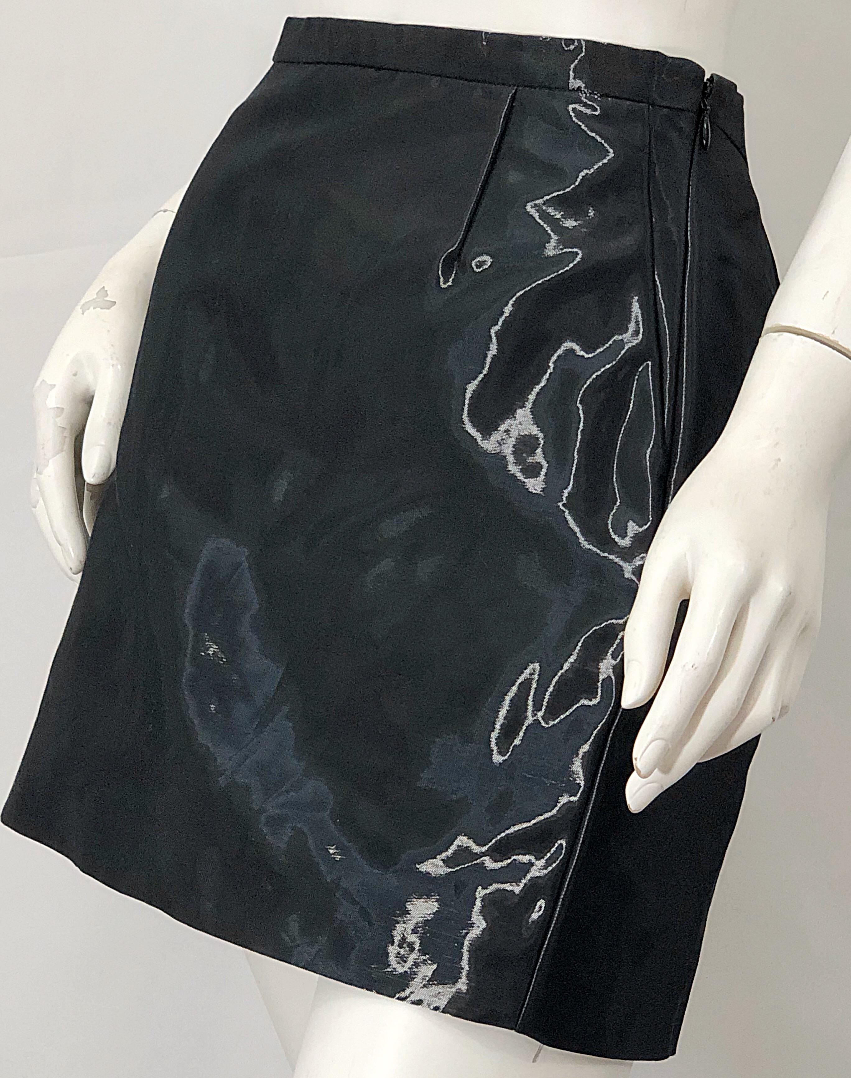 1990s JIL SANDER Tailor Made Grey / Black Metallic Vintage 90s Mini Skirt For Sale 2