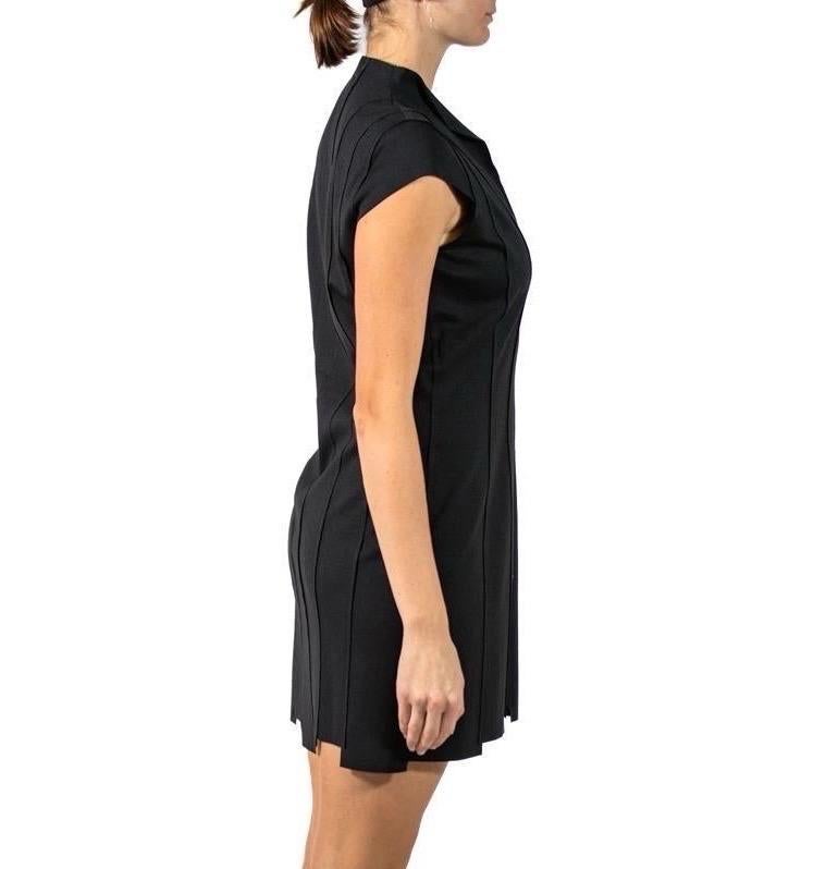 1990S JILL SANDER Black Rayon & Poly Cocktail Dress With Cap Sleeves For Sale 1