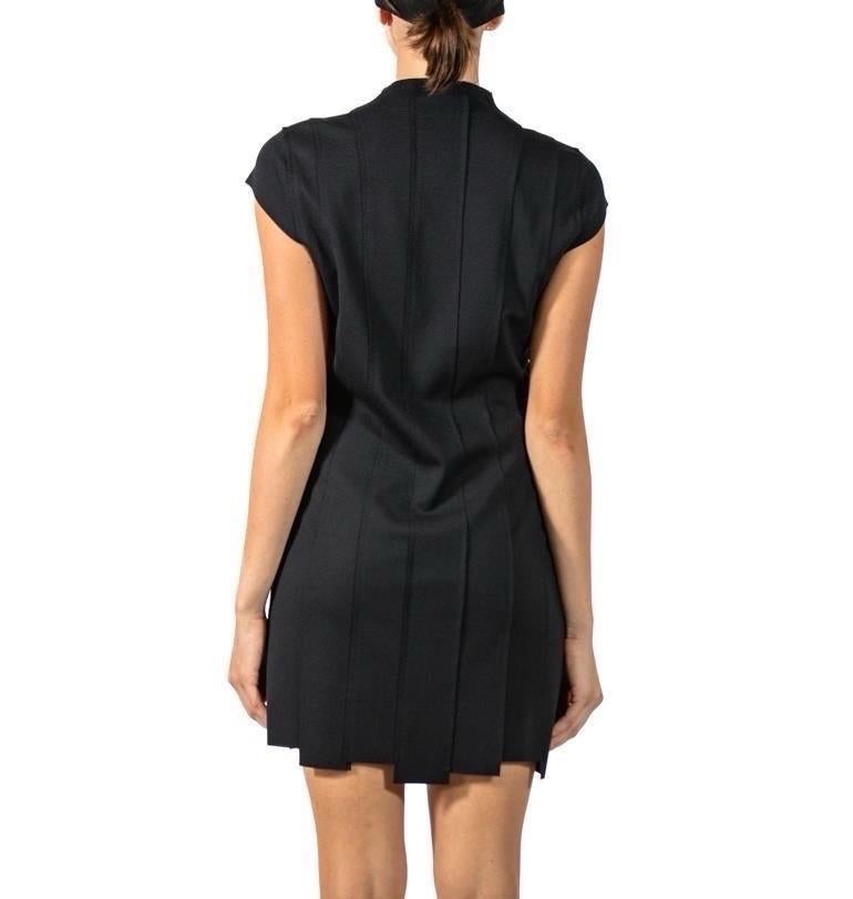 1990S JILL SANDER Black Rayon & Poly Cocktail Dress With Cap Sleeves For Sale 4