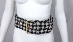 ceinture en tweed des années 1990 Jill Stuart Noir et Blanc Pied de poule surdimensionné Vintage 90s