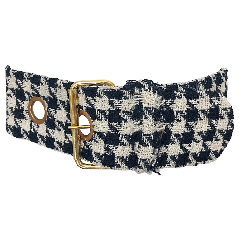 1990s Jill Stuart Black And White Oversized Houndstooth Vintage 90s Tweed Belt At 1stdibs Houndstooth Belt