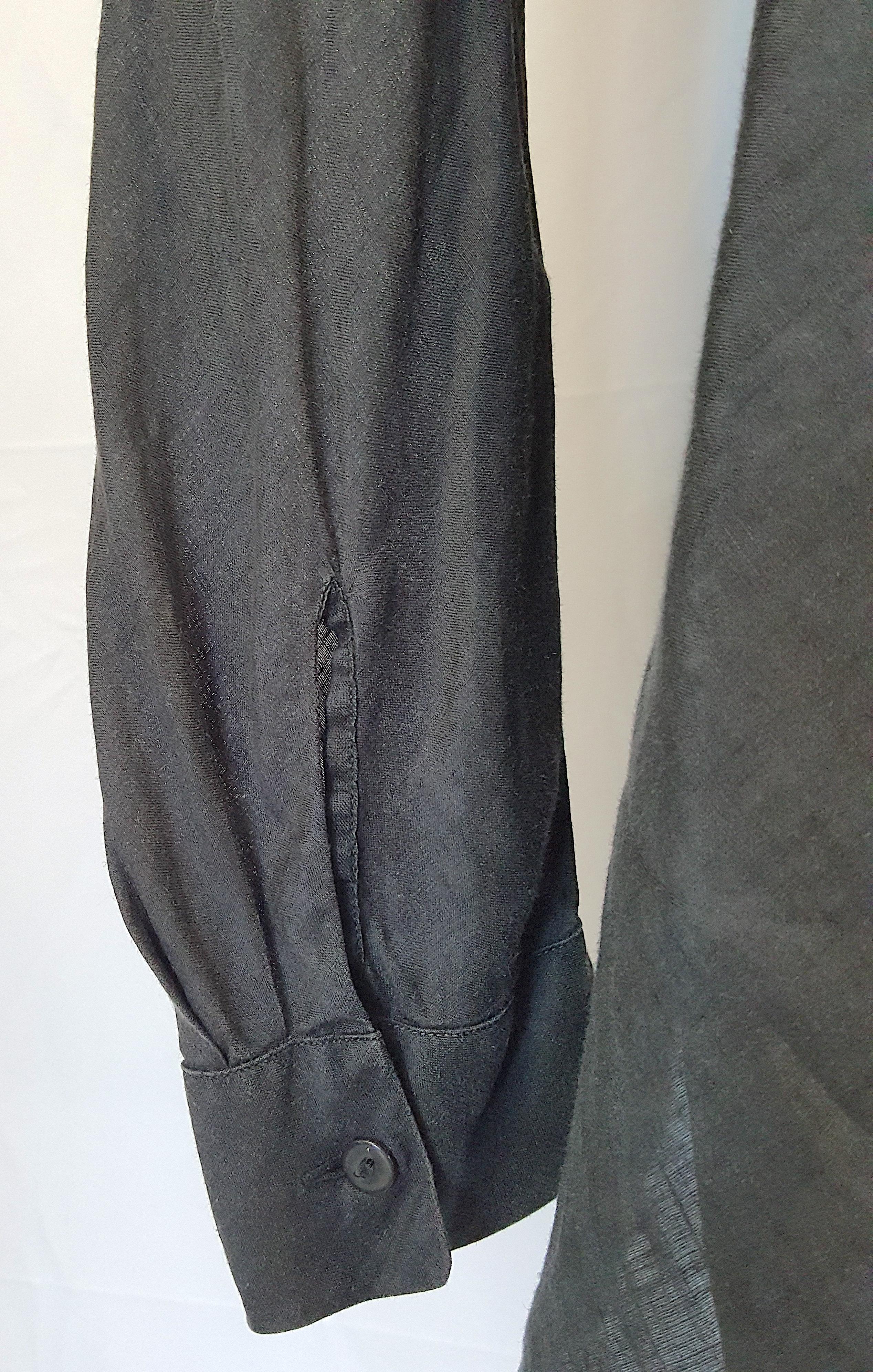 1990s JilSander BiasCut Black Sheer Linen DeepVneck LongSleeve Tunic MiniDress For Sale 2