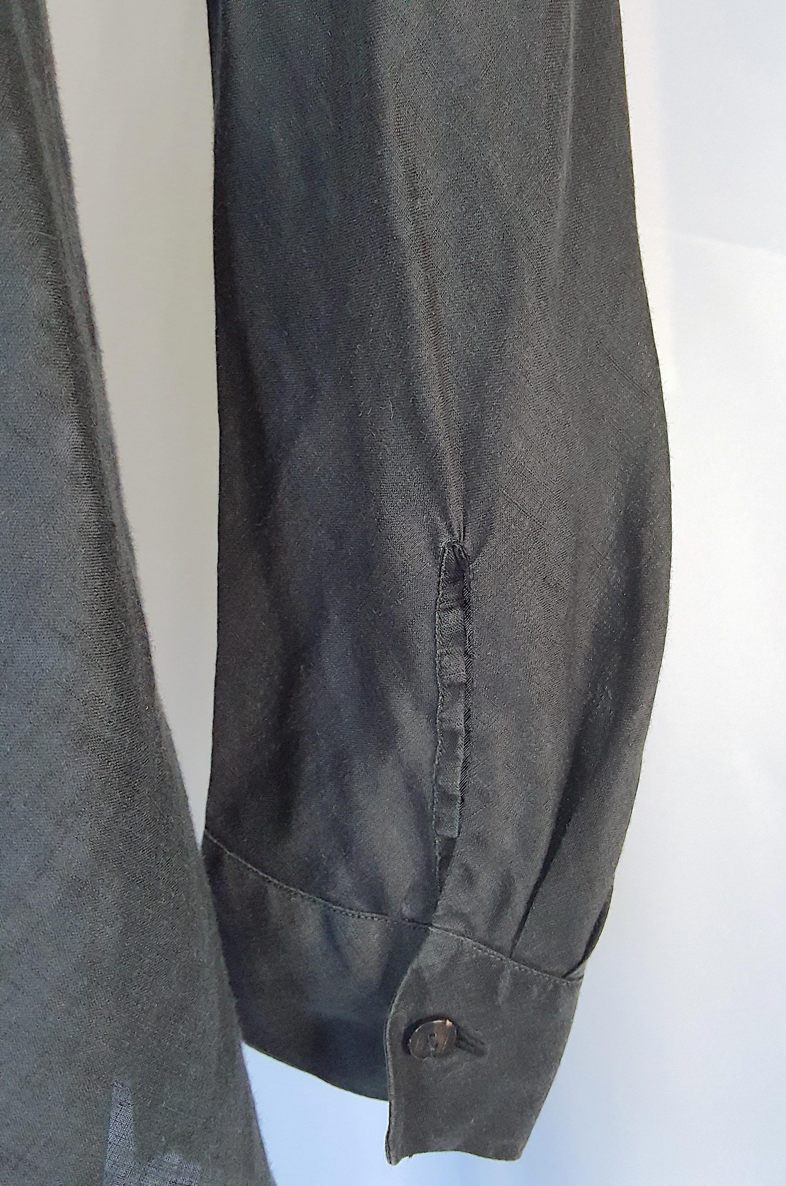 1990s JilSander BiasCut Black Sheer Linen DeepVneck LongSleeve Tunic MiniDress For Sale 3