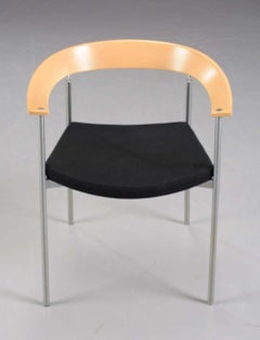 1990s Johannes Foersom Set of Eight Armchairs in Steel and Beech by Paustian