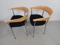 1990s Johannes Foersom Set of Two Stackable Armchairs in Steel and Beech