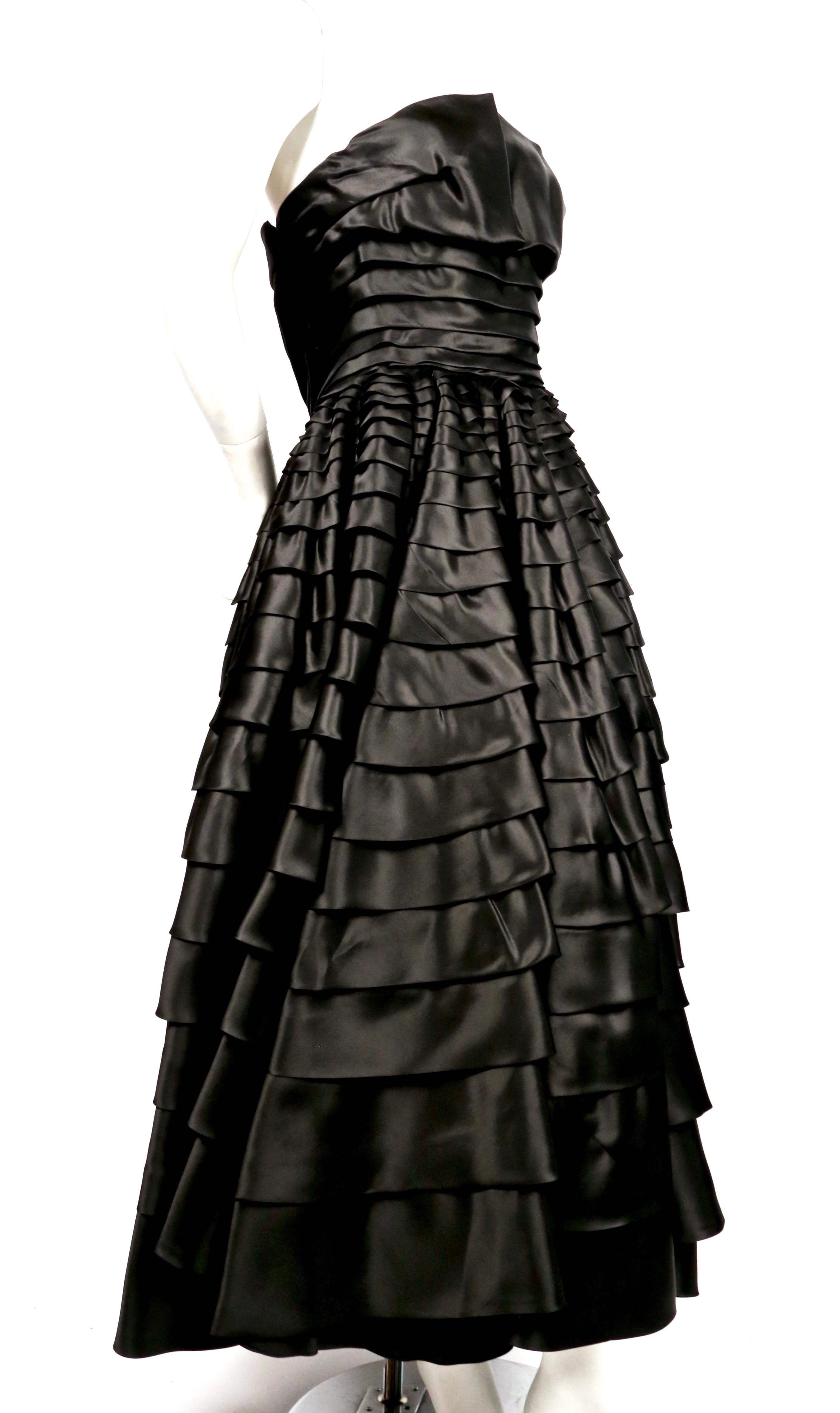 Black 1990's JOHN GALLIANO black ruffled strapless dress