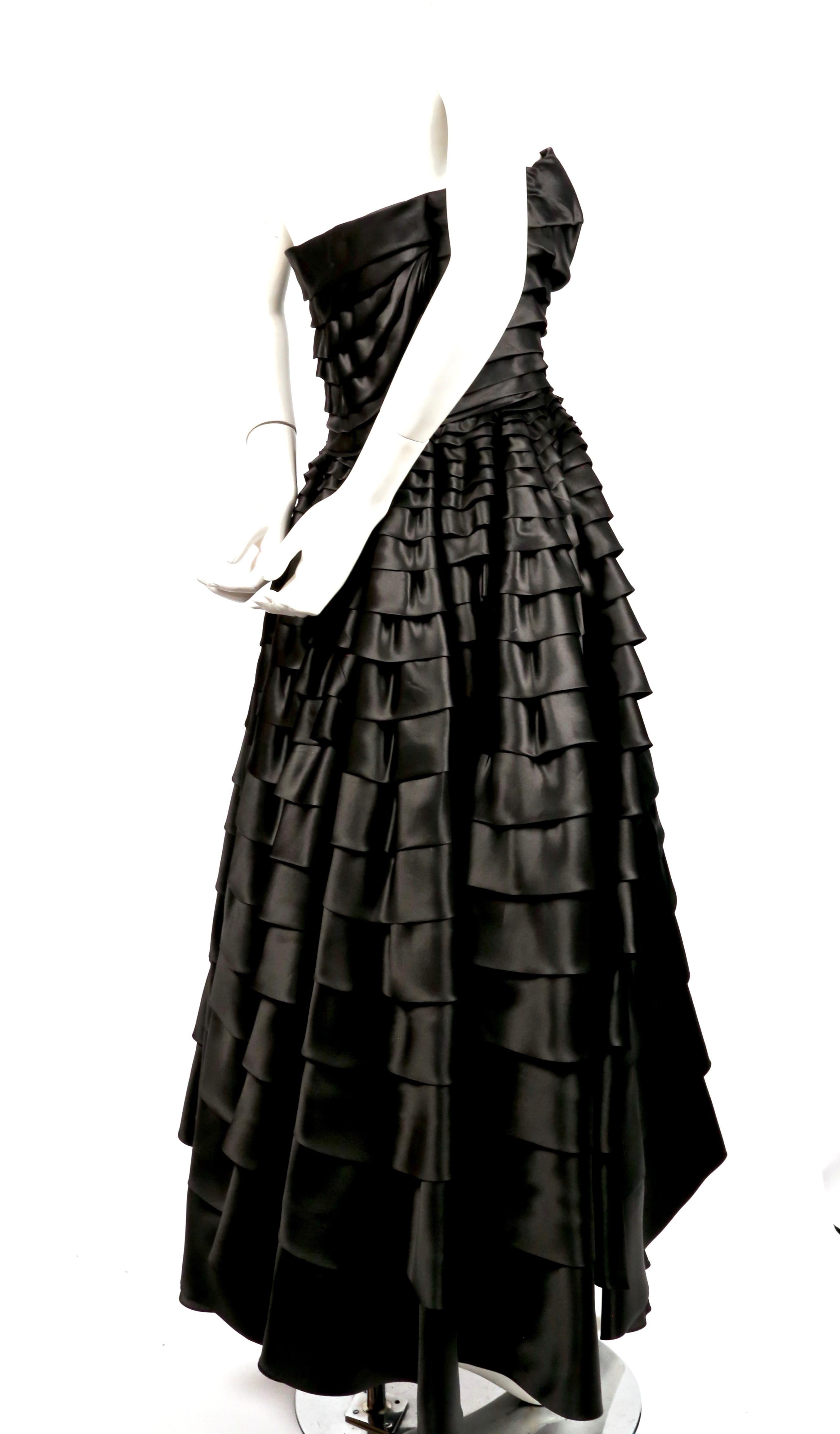 Women's or Men's 1990's JOHN GALLIANO black ruffled strapless dress