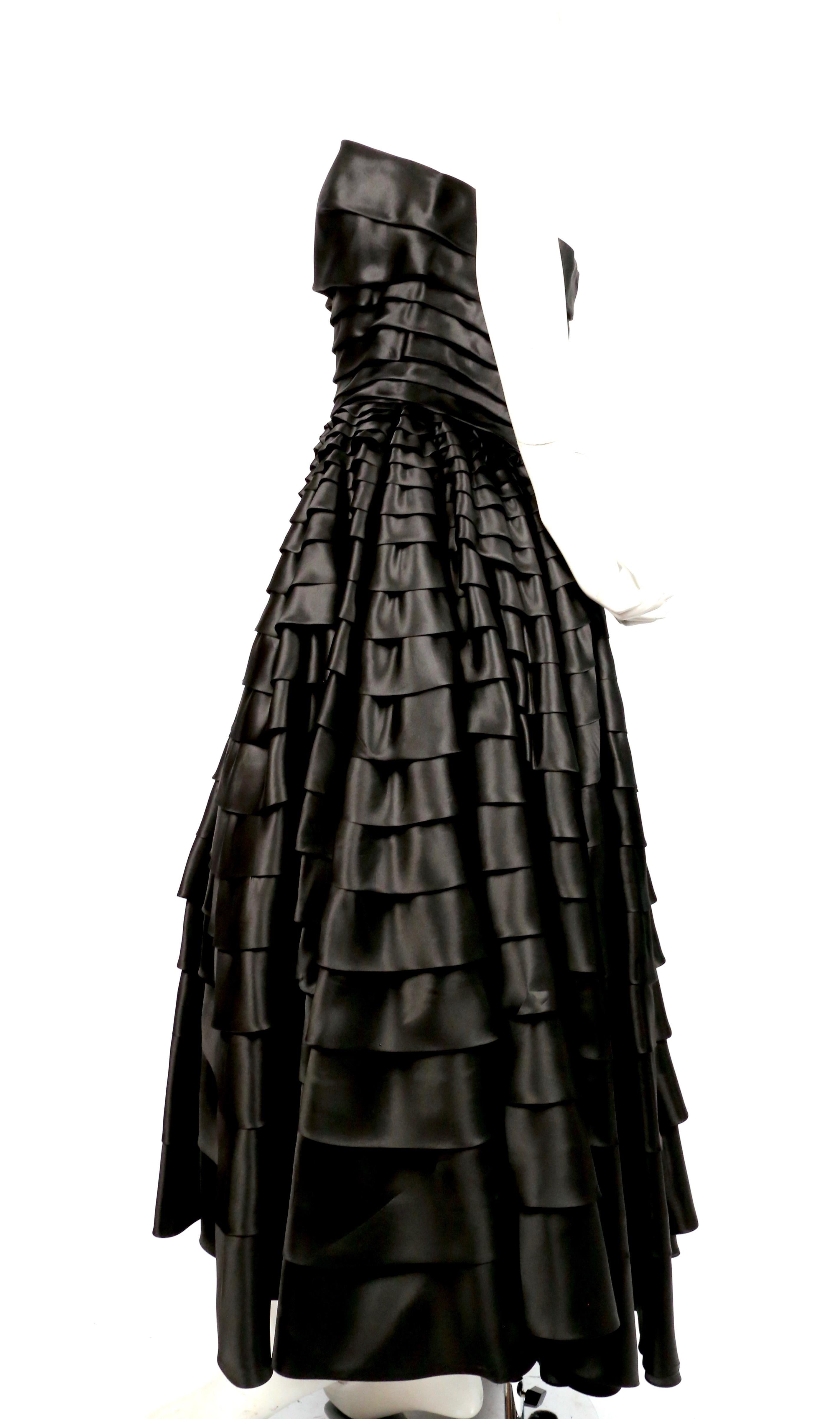 1990's JOHN GALLIANO black ruffled strapless dress 1
