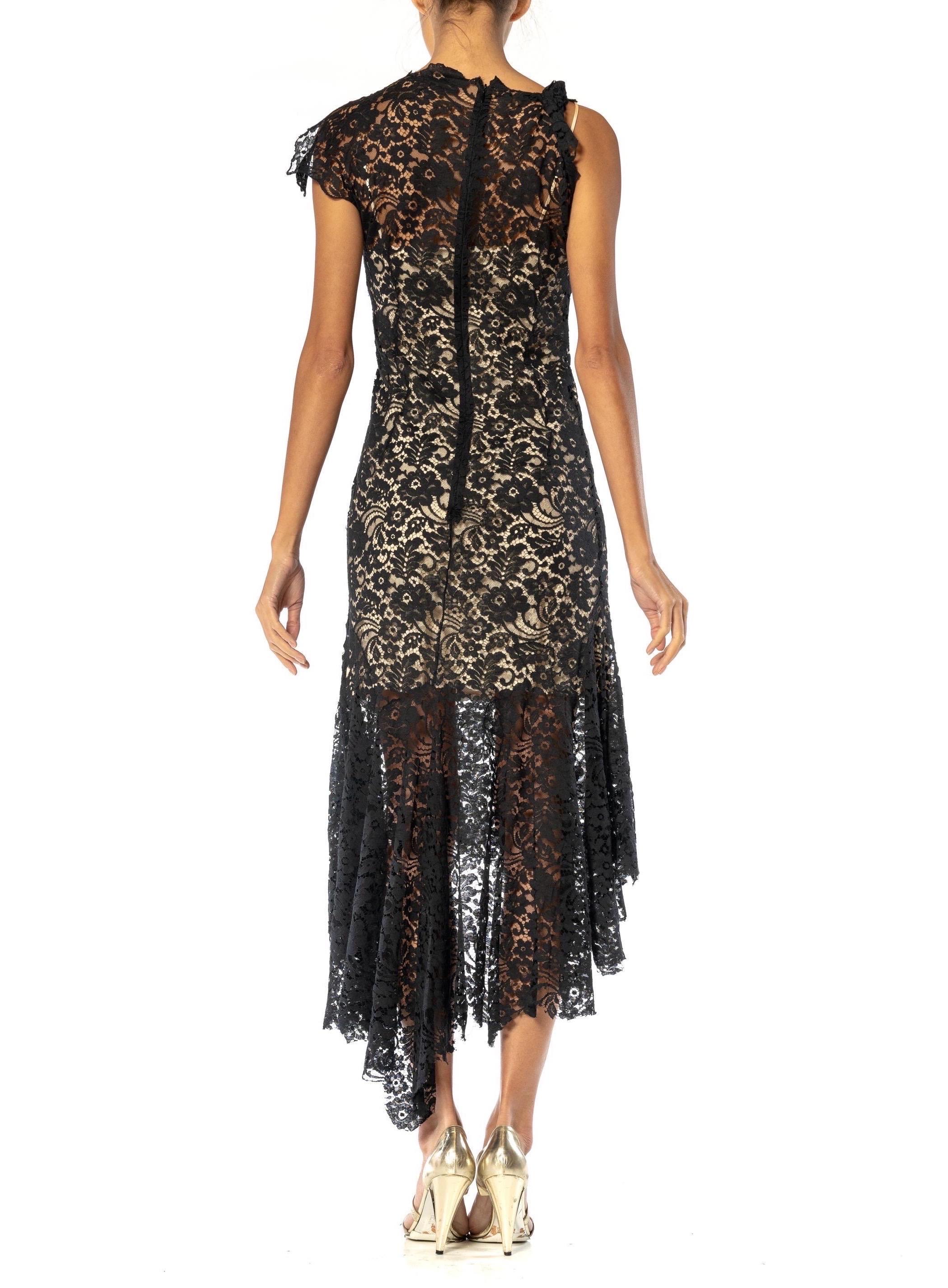 1990S JOHN GALLIANO CHRISTIAN DIOR Black Rayon Blend Lace Cocktail Dress For Sale 4