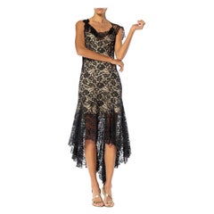1990er JOHN GALLIANO CHRISTIAN DIOR Schwarzes Cocktailkleid aus Viskosemischung und Spitze