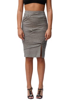 1990S JOHN GALLIANO CHRISTIAN DIOR Grey Wool Blend Stretch Pencil Skirt