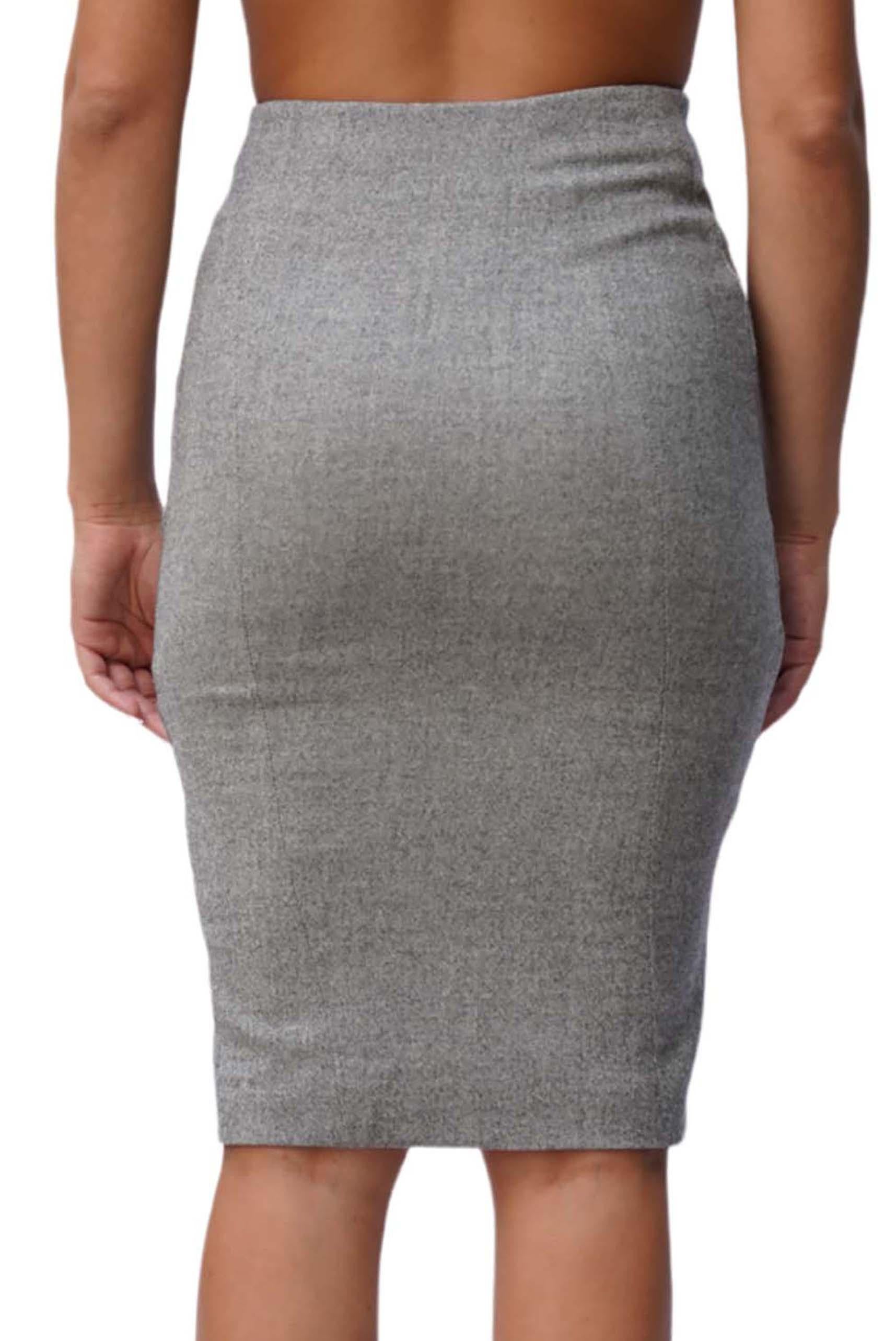1990S JOHN GALLIANO CHRISTIAN DIOR Grey Wool Blend Stretch Pencil Skirt For Sale 3