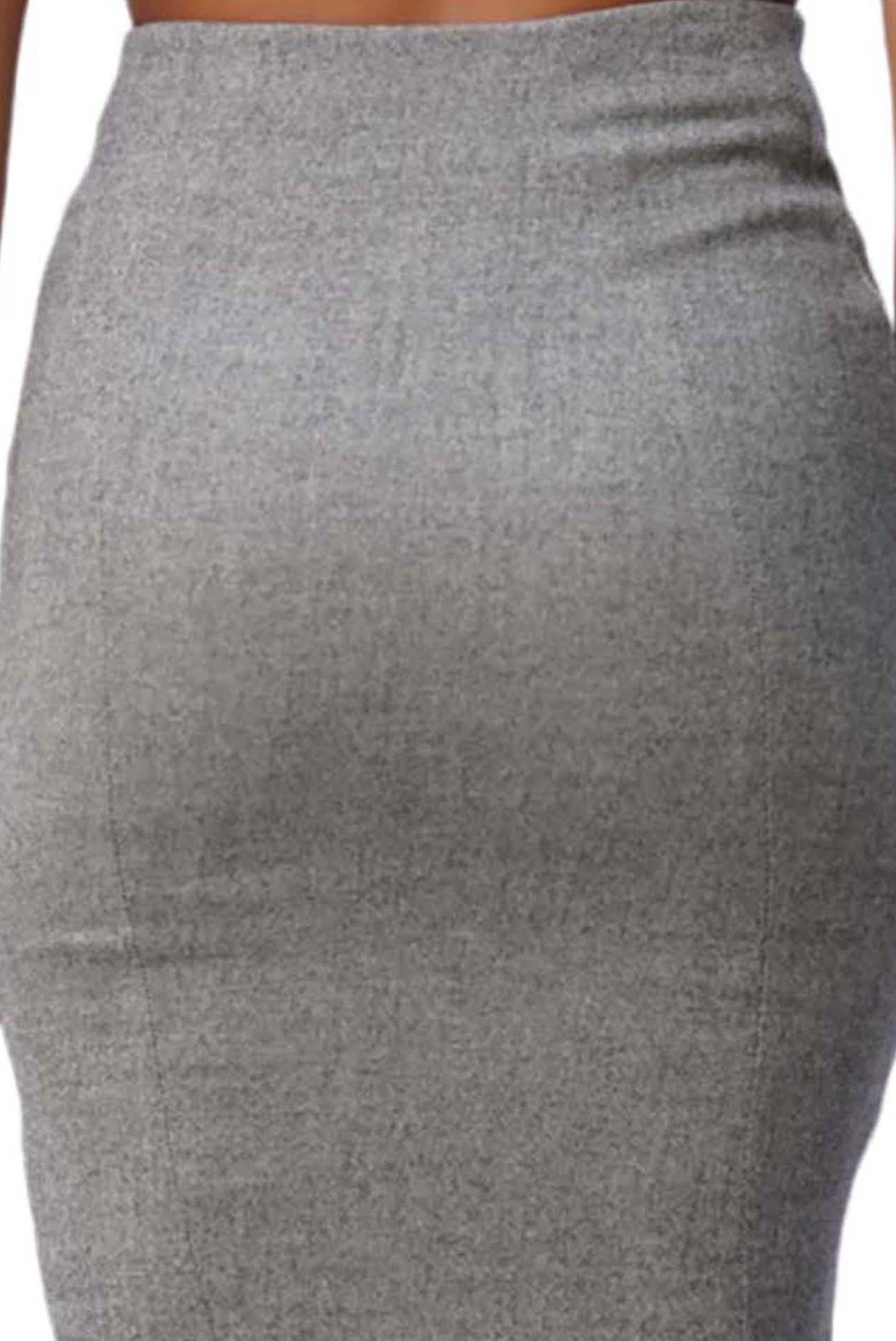 1990S JOHN GALLIANO CHRISTIAN DIOR Grey Wool Blend Stretch Pencil Skirt For Sale 4