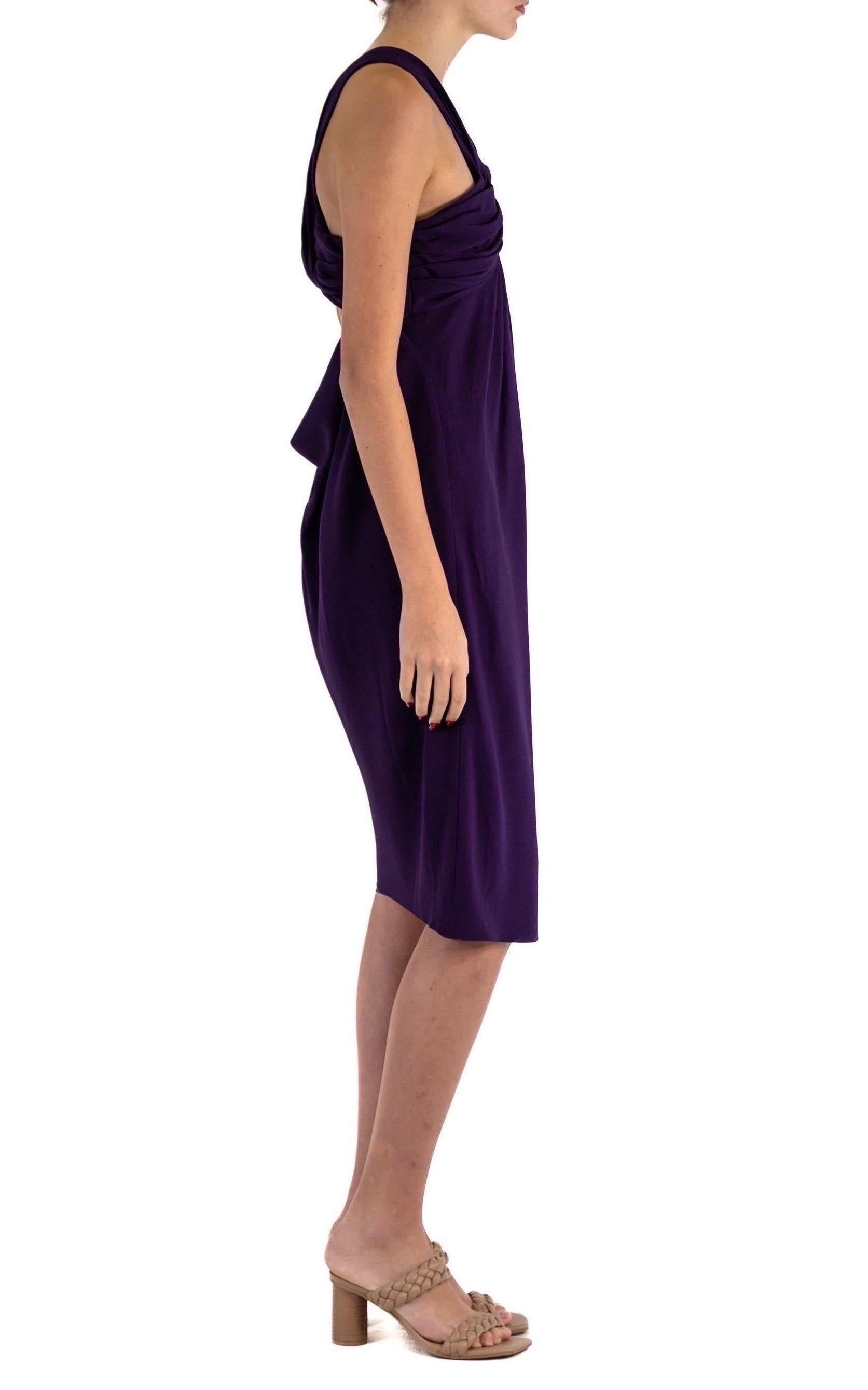 1990S JOHN GALLIANO CHRISTIAN DIOR Purple Rayon & Silk Chiffon Cocktail Dress W In Excellent Condition For Sale In New York, NY