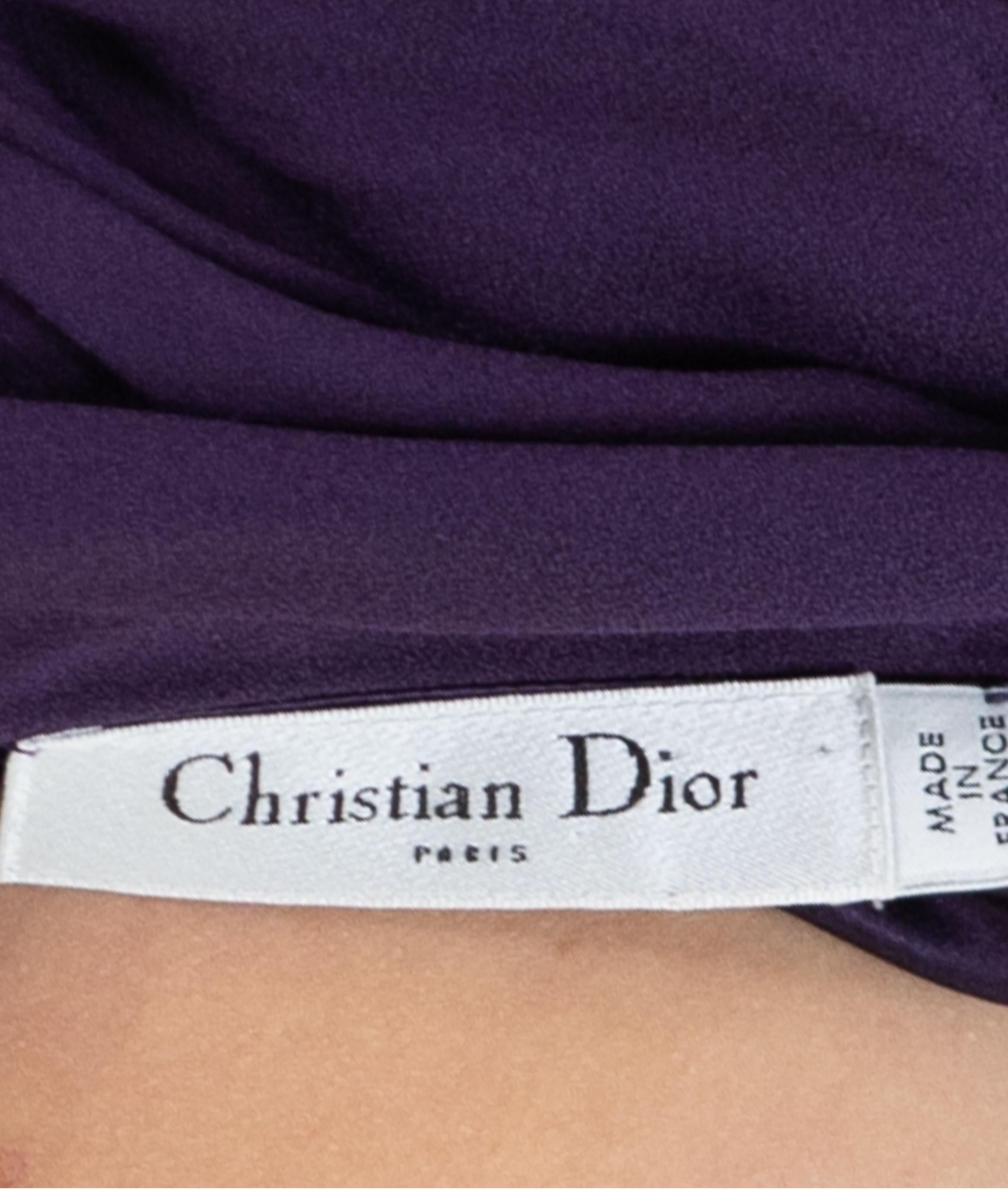 1990S JOHN GALLIANO CHRISTIAN DIOR Purple Rayon & Silk Chiffon Cocktail Dress W For Sale 4