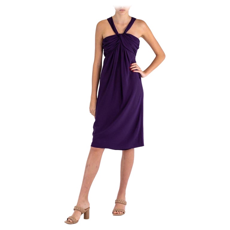 1990S JOHN GALLIANO CHRISTIAN DIOR Purple Rayon and Silk Chiffon Cocktail  Dress W For Sale at 1stDibs
