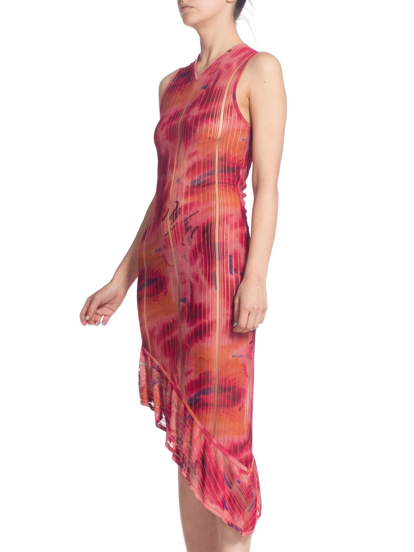 1990s John Galliano Christian Dior Tye-Dye Sheer Graffiti Dress  In Excellent Condition In New York, NY