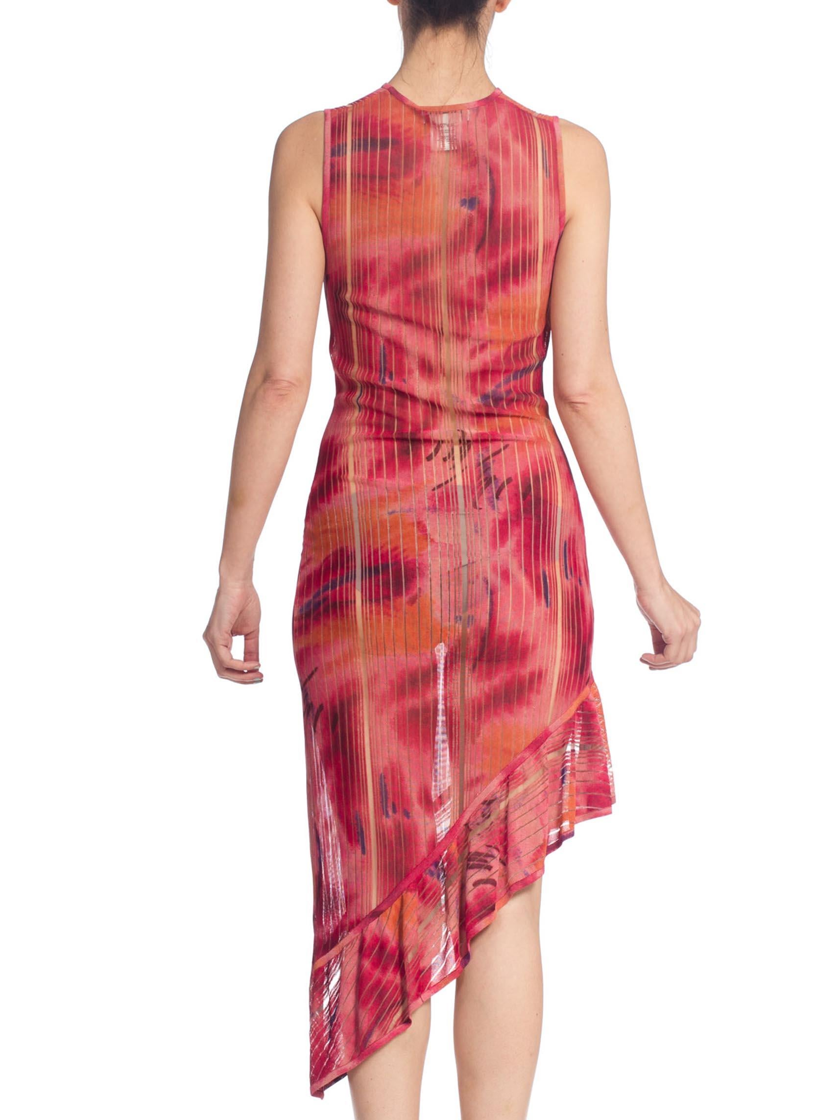 Women's 1990s John Galliano Christian Dior Tye-Dye Sheer Graffiti Dress