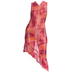 1990s John Galliano Christian Dior Tye-Dye Sheer Graffiti Dress