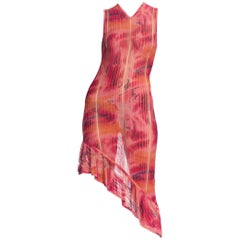 1990s John Galliano Christian Dior Tye-Dye Sheer Graffiti Dress 