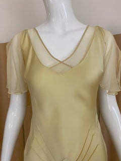 1990s John Galliano Cream Silk Charmeuse Bias Cut Dress