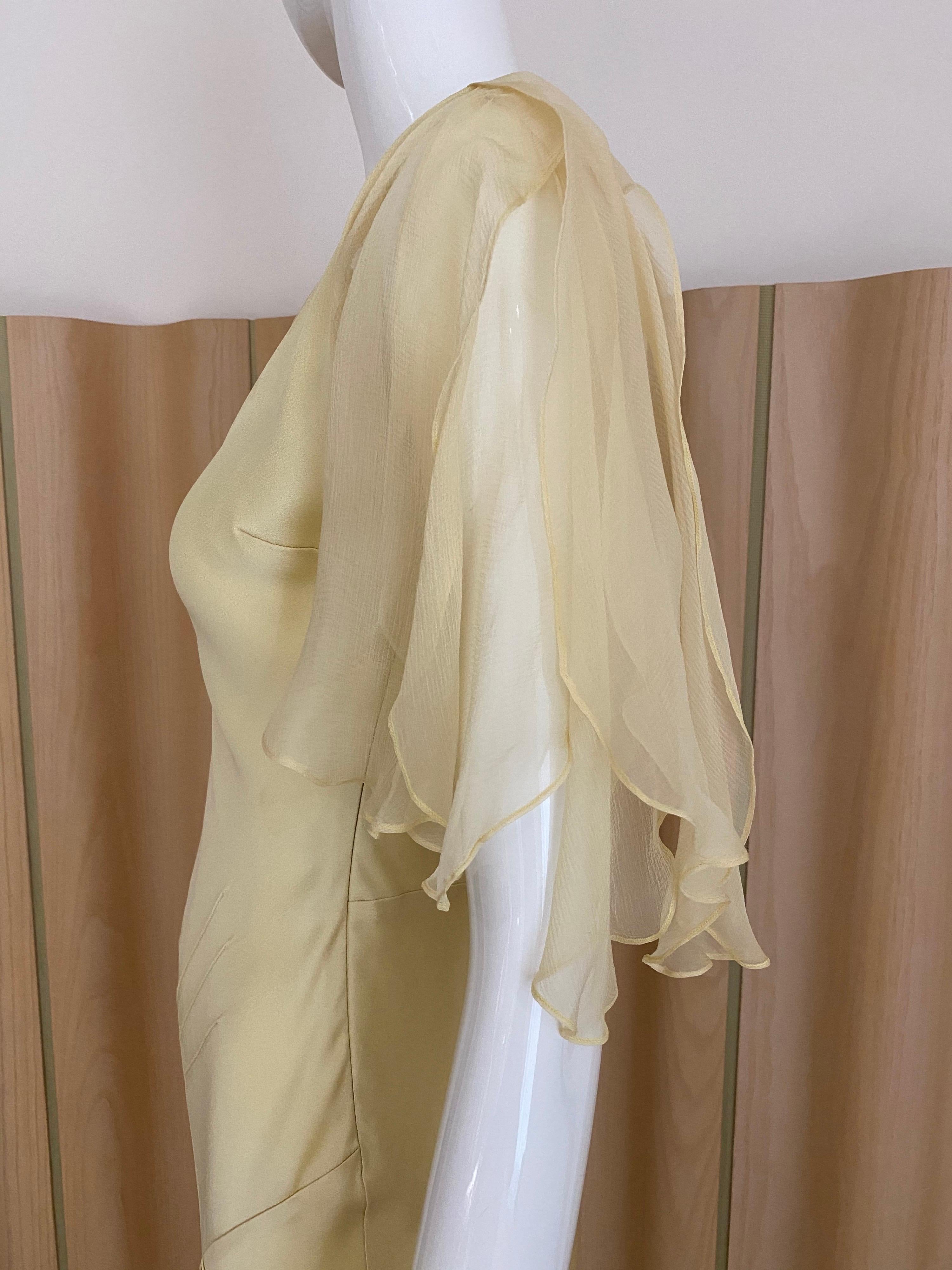 Beige 1990s John Galliano Cream Silk Charmeuse Bias Cut Dress
