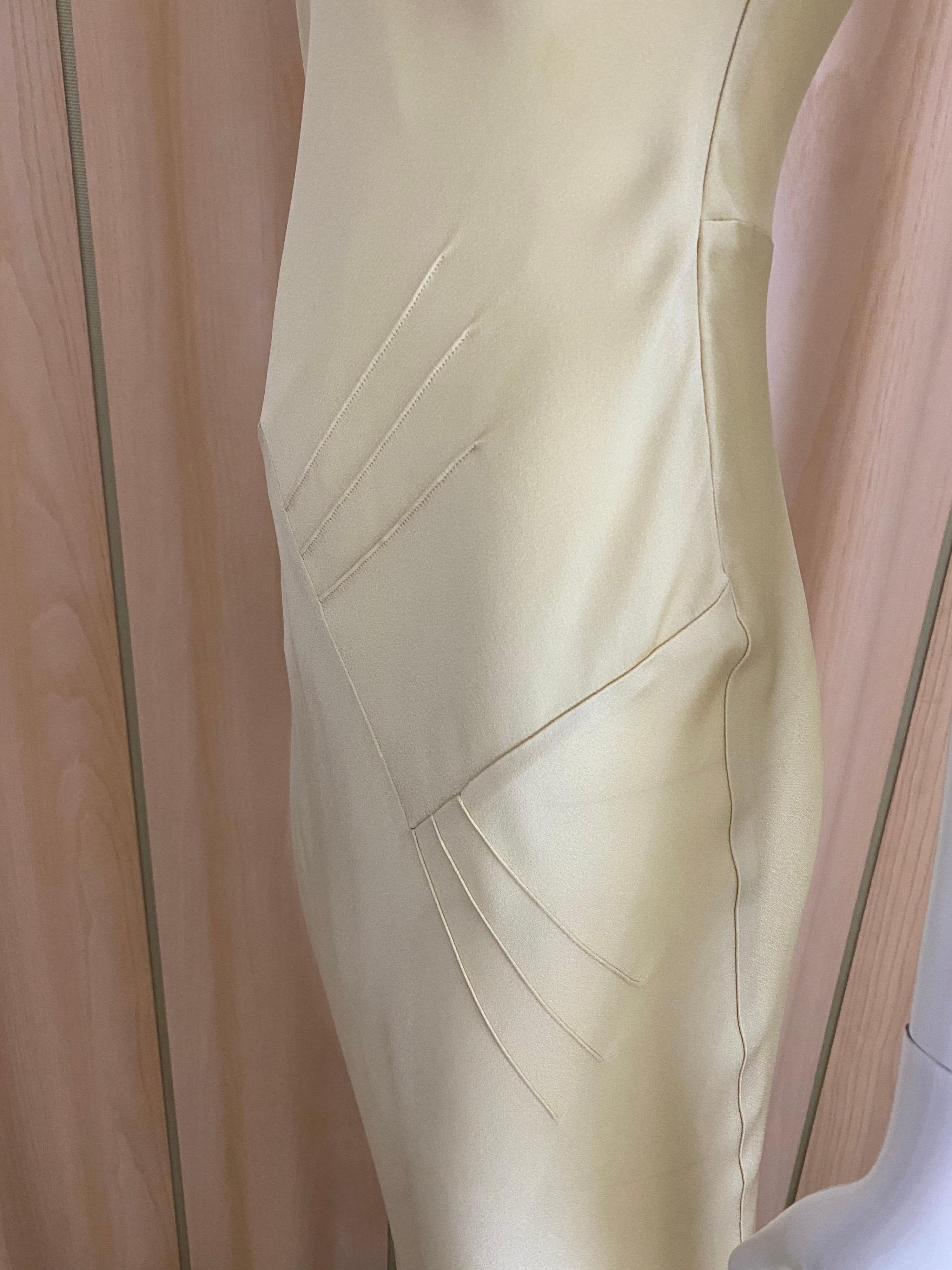1990s John Galliano Cream Silk Charmeuse Bias Cut Dress In Good Condition In Beverly Hills, CA