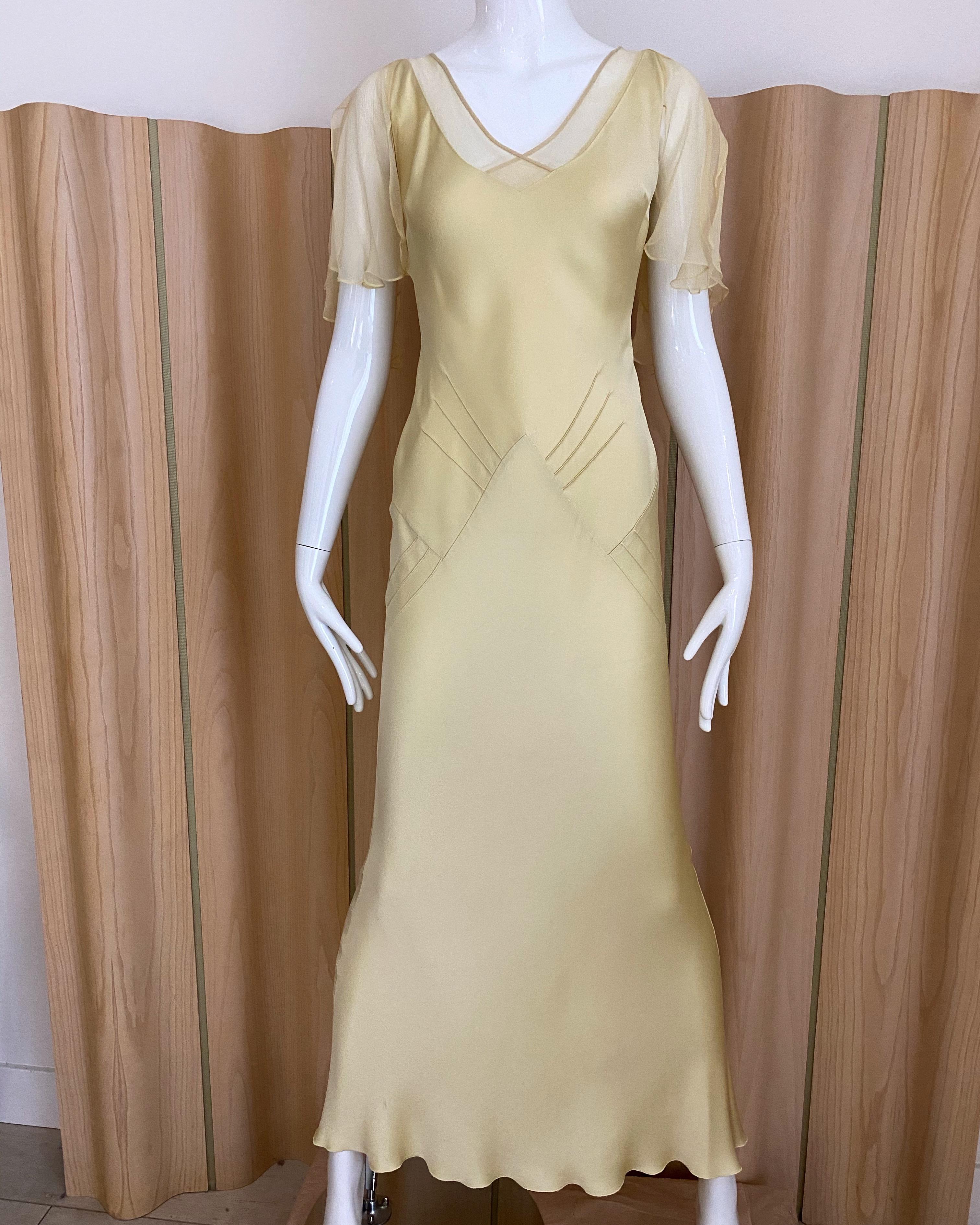 1990s John Galliano Cream Silk Charmeuse Bias Cut Dress 1