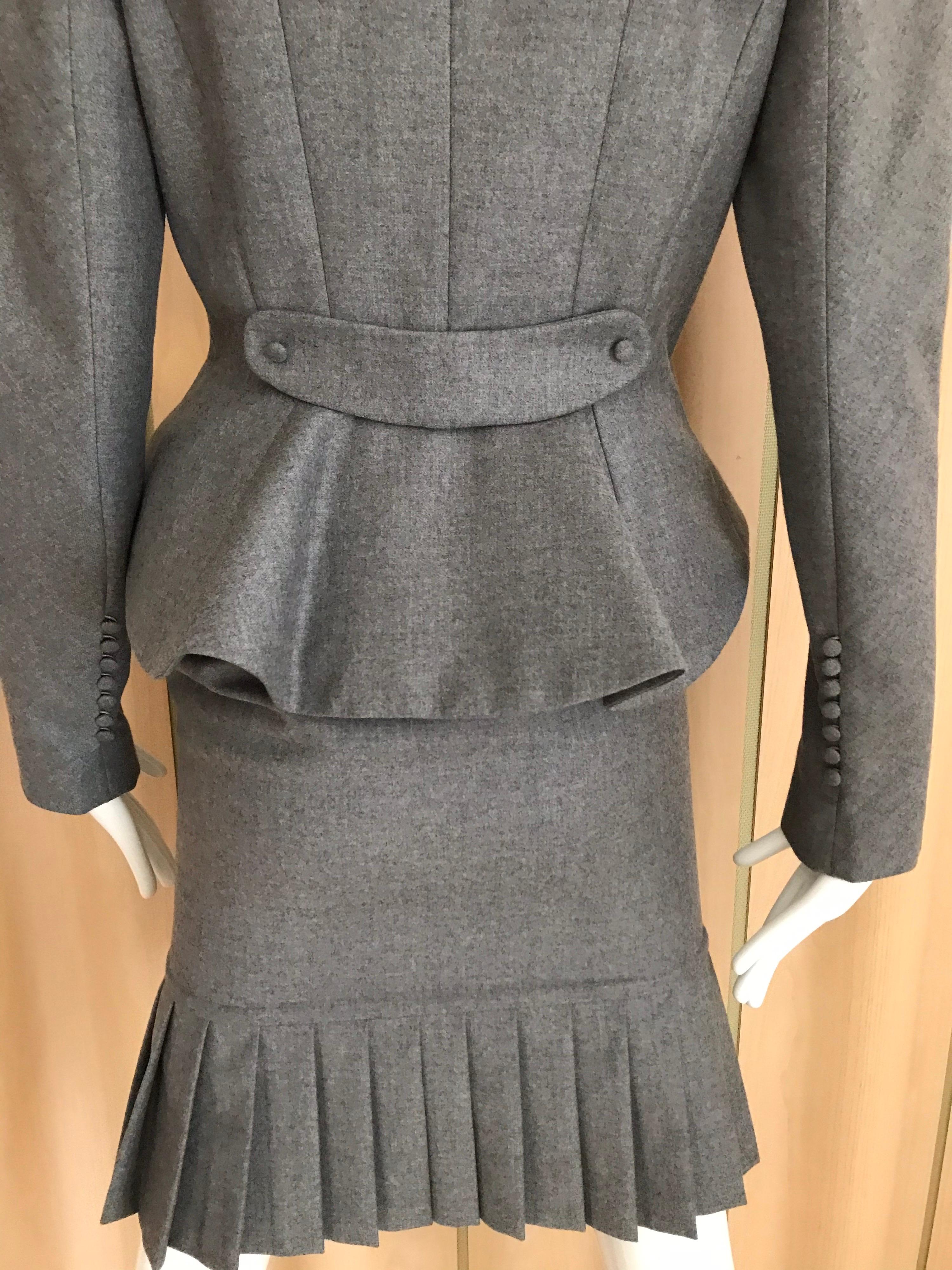1990s John Galliano Grey Peplum Suits  In Excellent Condition In Beverly Hills, CA