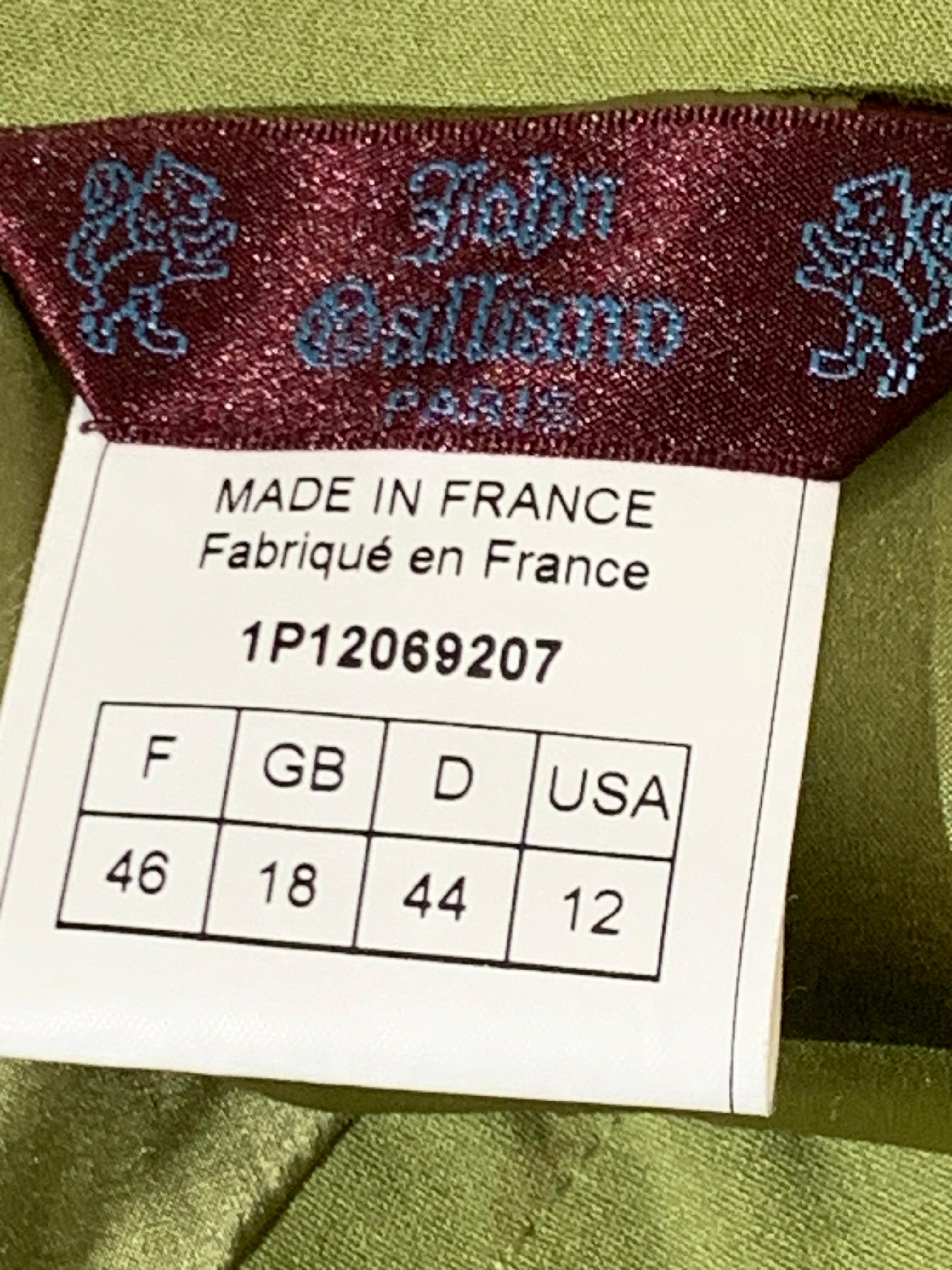 1990er John Galliano Sage Green Leichtes Stretch-Scheidenkleid aus Wolle im Angebot 7