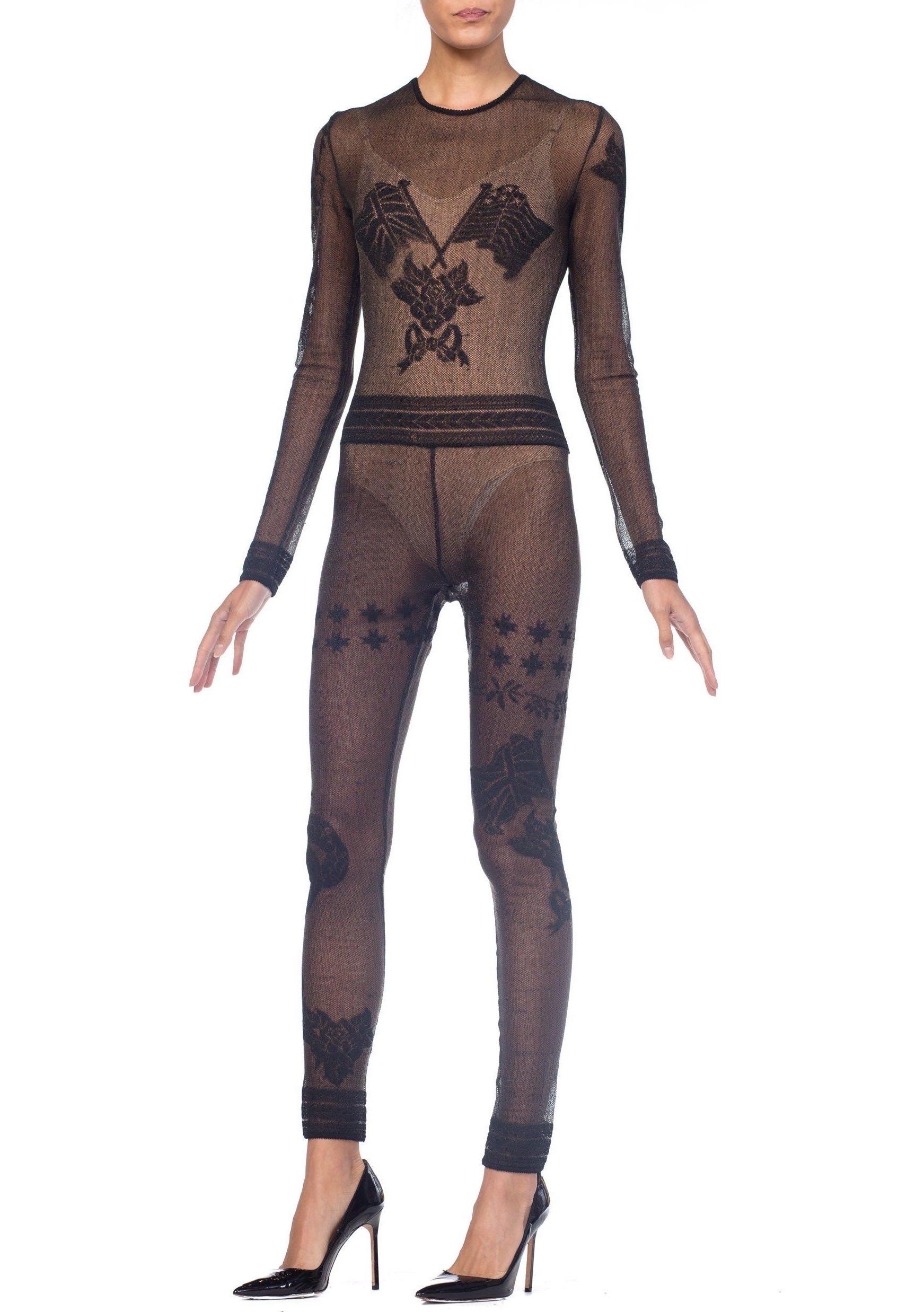 1990S JOHN GALLIANO Durchsichtiger Strick-Bodysuit Jumpsuit aus der Siouxsie Sphinx Collection'S