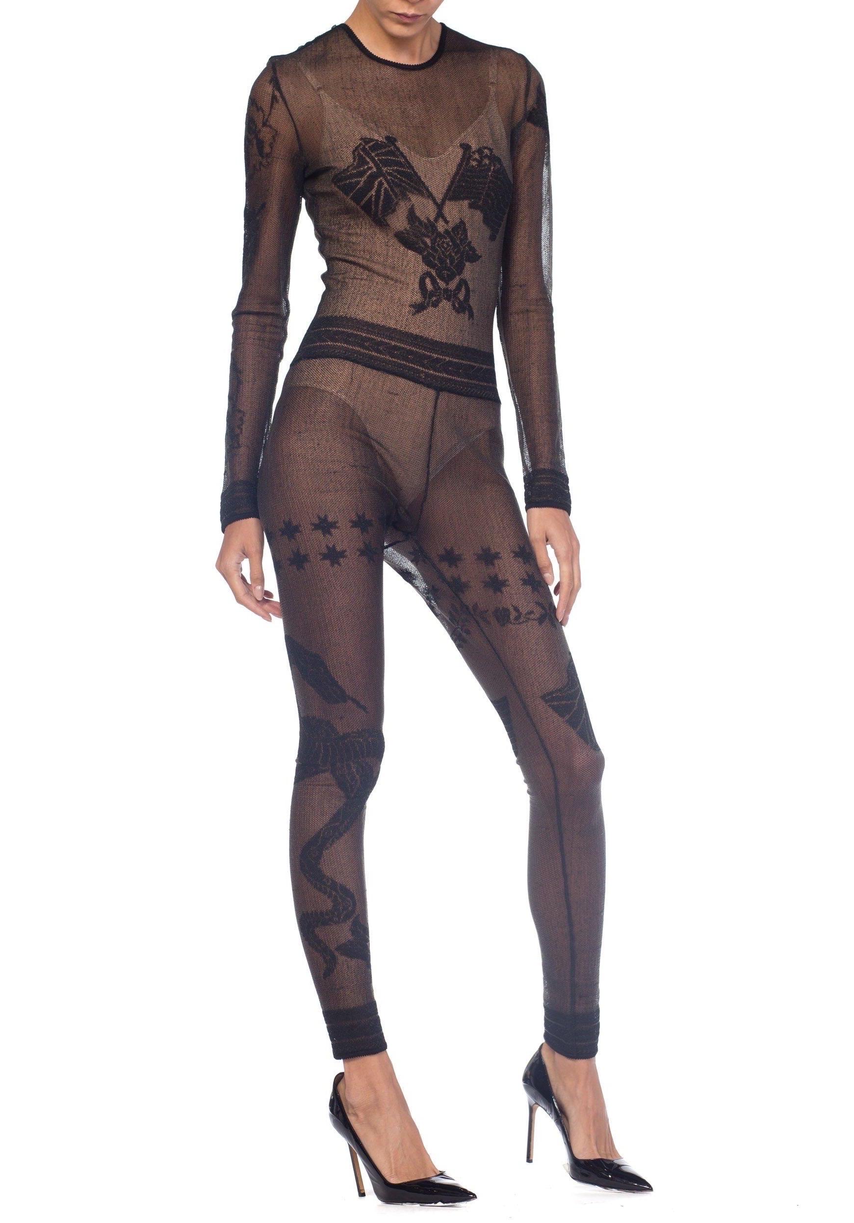 1990er JOHN GALLIANO Transparenter Bodysuit-Overall aus transparentem Strick von Siouxsie Sphinx Colle im Zustand „Gut“ im Angebot in New York, NY