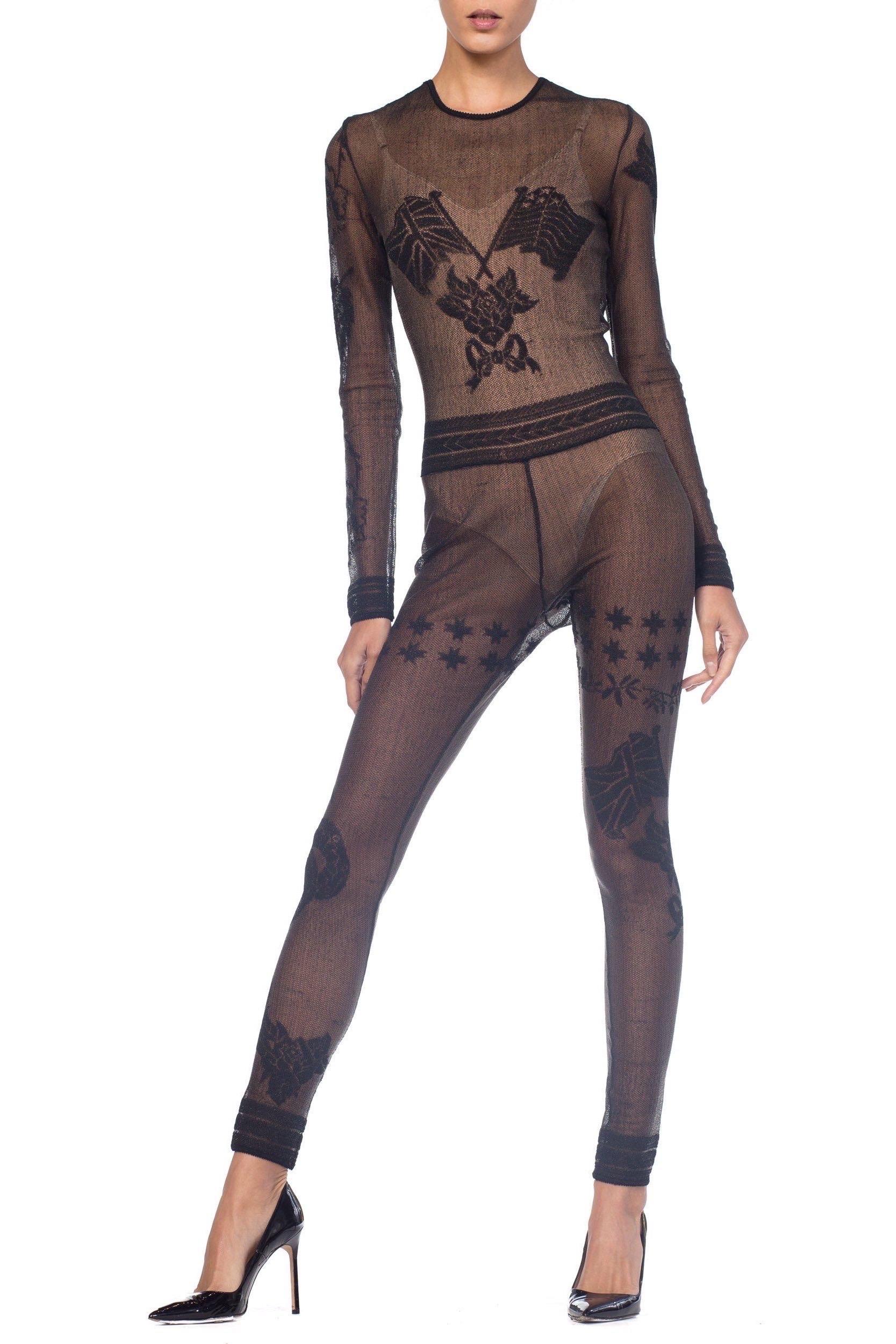 1990S JOHN GALLIANO Sheer Knit Bodysuit Jumpsuit From The Siouxsie Sphinx Colle For Sale 2