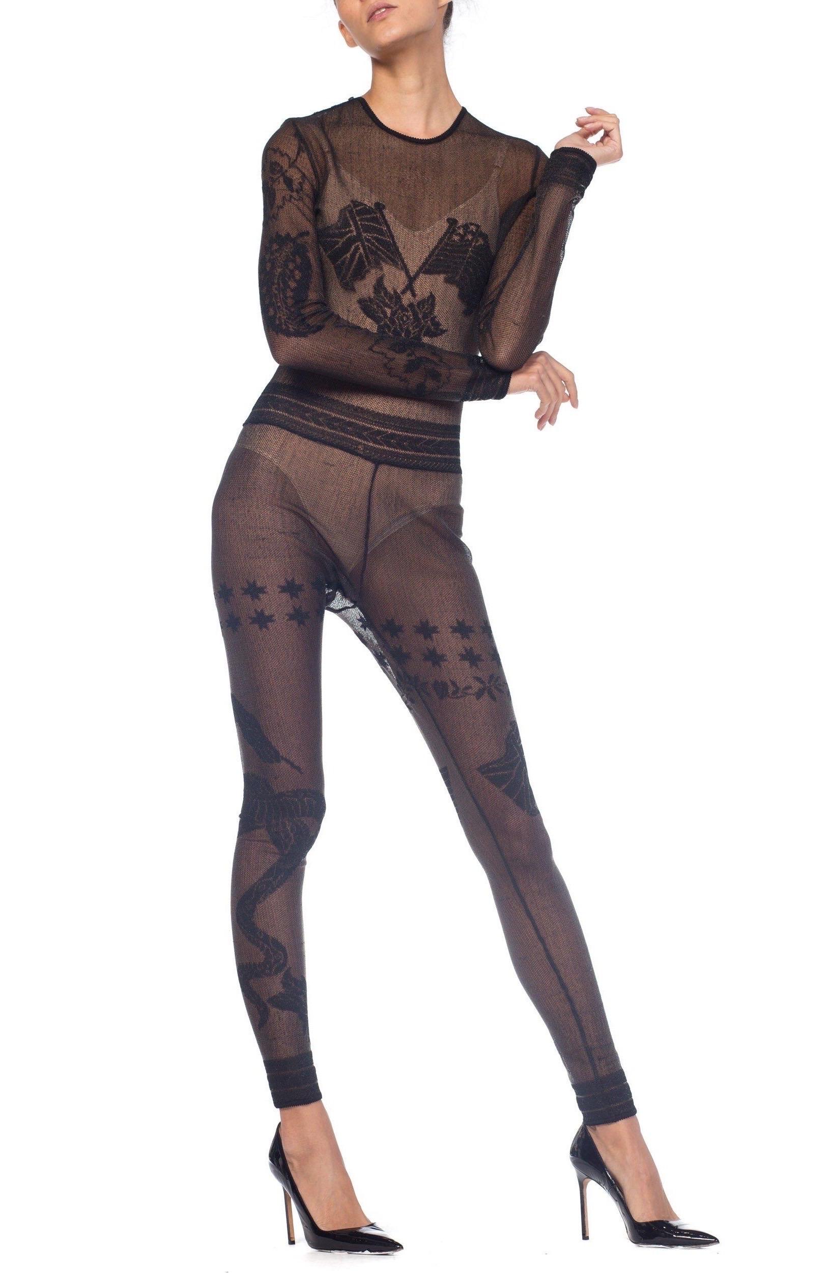 1990S JOHN GALLIANO Sheer Knit Bodysuit Jumpsuit From The Siouxsie Sphinx Colle For Sale 3