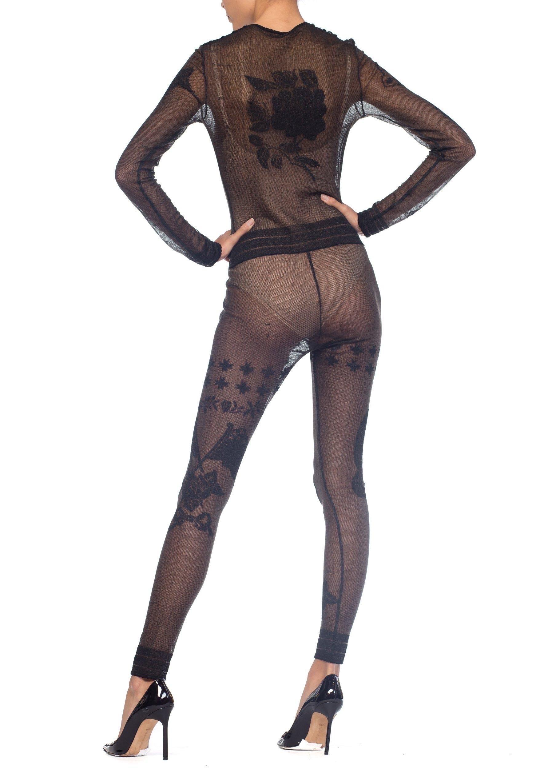 1990er JOHN GALLIANO Transparenter Bodysuit-Overall aus transparentem Strick von Siouxsie Sphinx Colle im Angebot 3