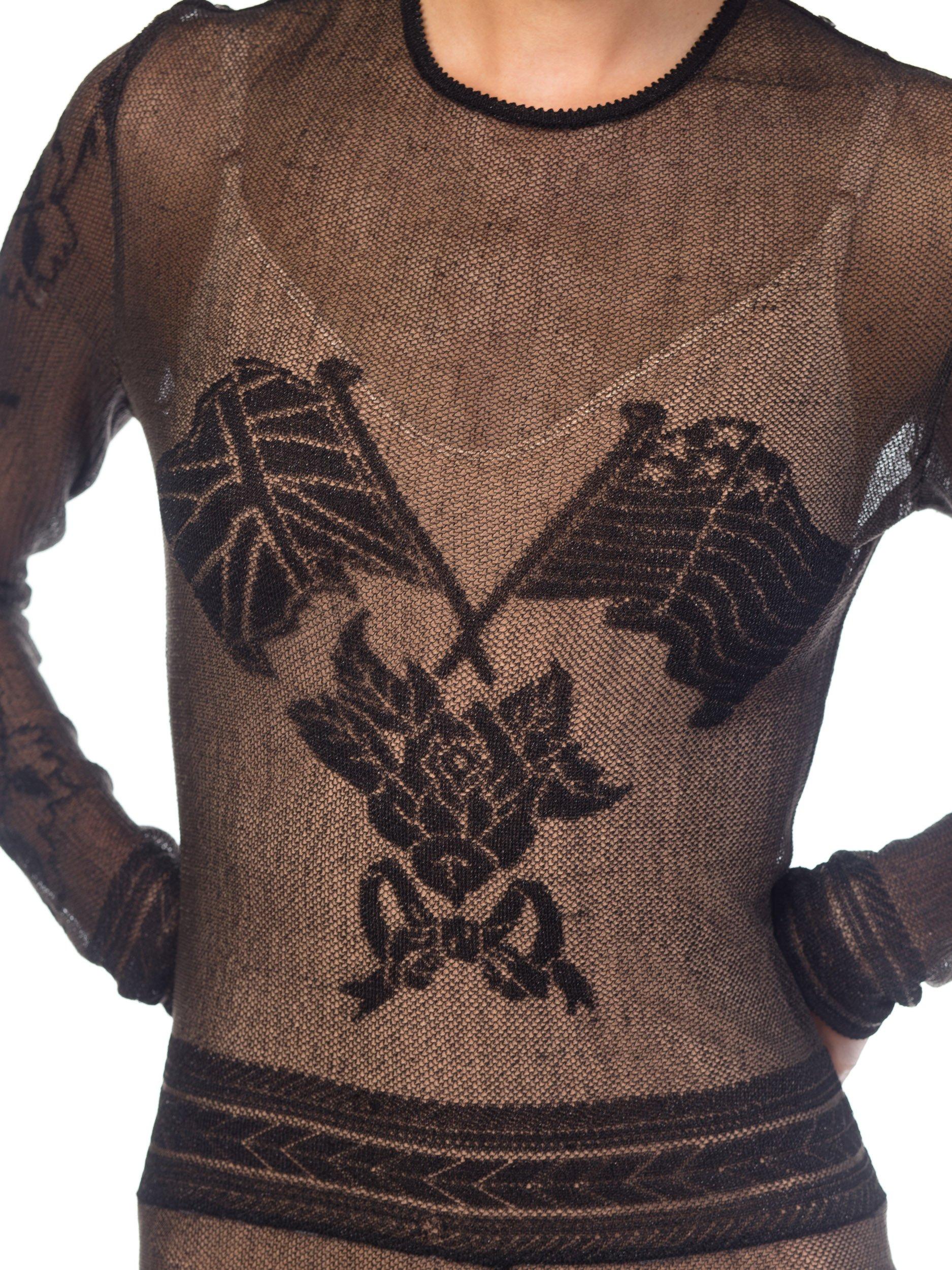 1990er JOHN GALLIANO Transparenter Bodysuit-Overall aus transparentem Strick von Siouxsie Sphinx Colle im Angebot 4