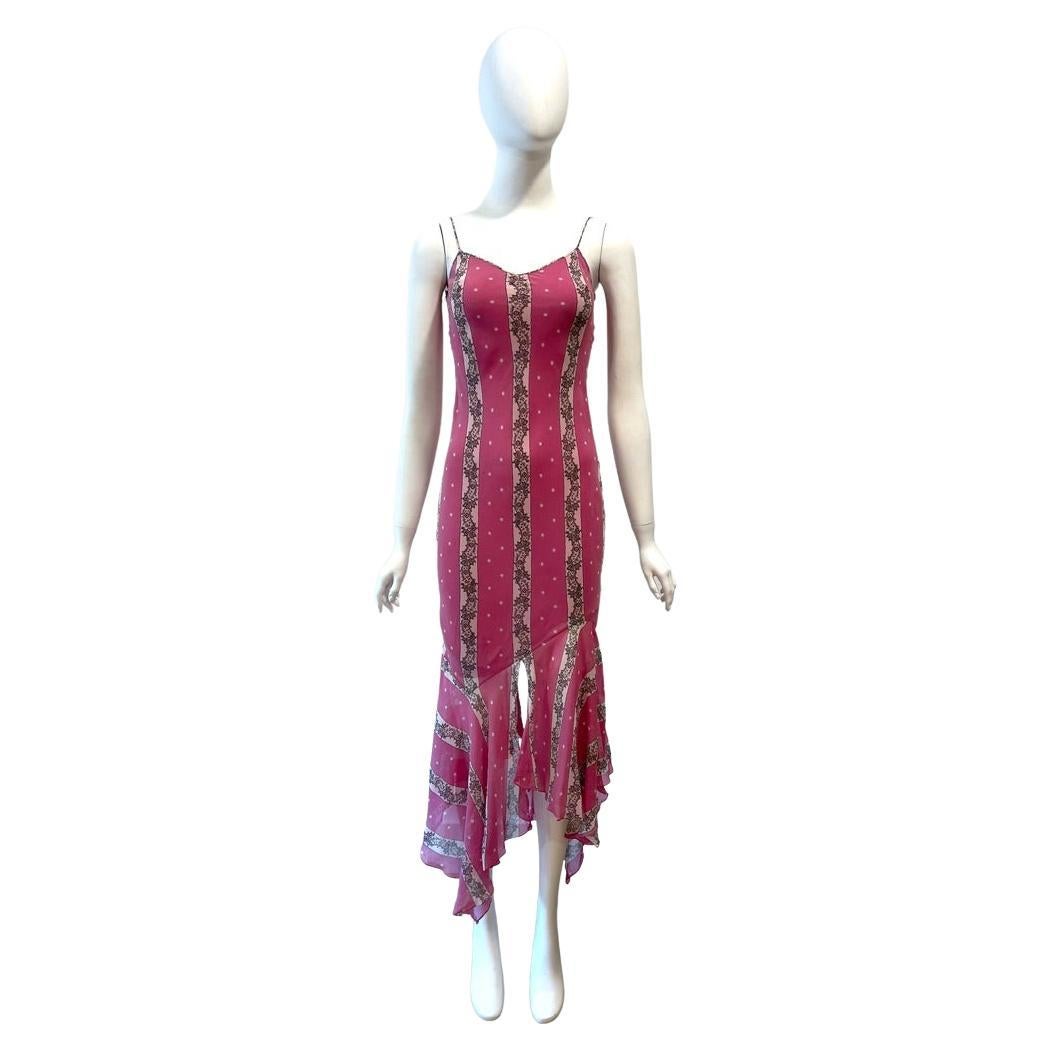 Robe Rose à Volants John Paul Ataker - Épaules Dénudées, Taille 2, Occasion Très Bon état