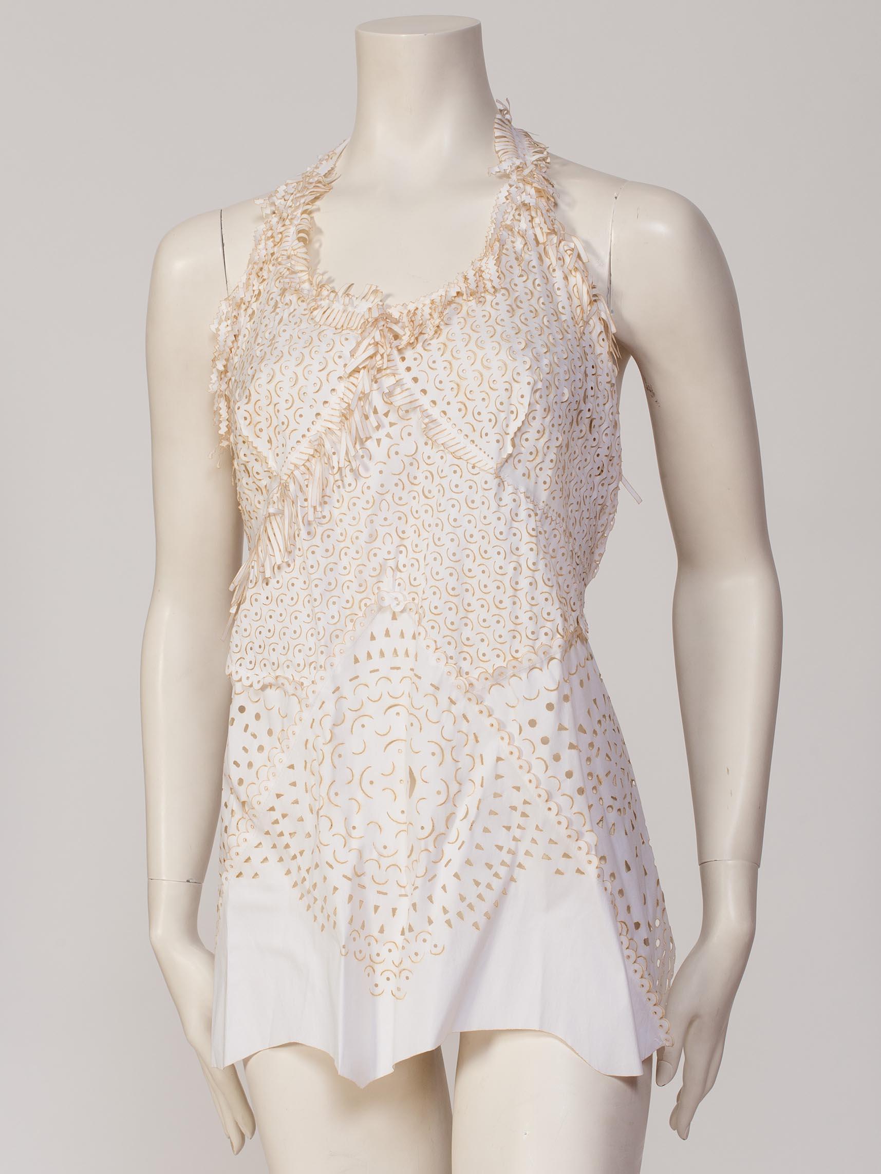 1990S JEAN PAUL GAULTIER Cotton Blend Laser Cut Eyelet Top In Excellent Condition For Sale In New York, NY