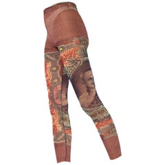 1990s JPG Jean Paul Gaultier Money Portrait Sheer Net Leggings