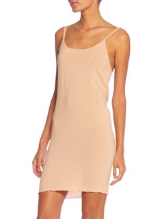 1990's JPG Jean Paul Gaultier Nude Silk Stretch Body-Con Slip Dress