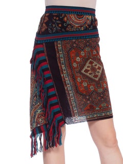 1990'S JEAN PAUL GAULTIER JPG Tribal Rug Patchwork Mesh Skirt
