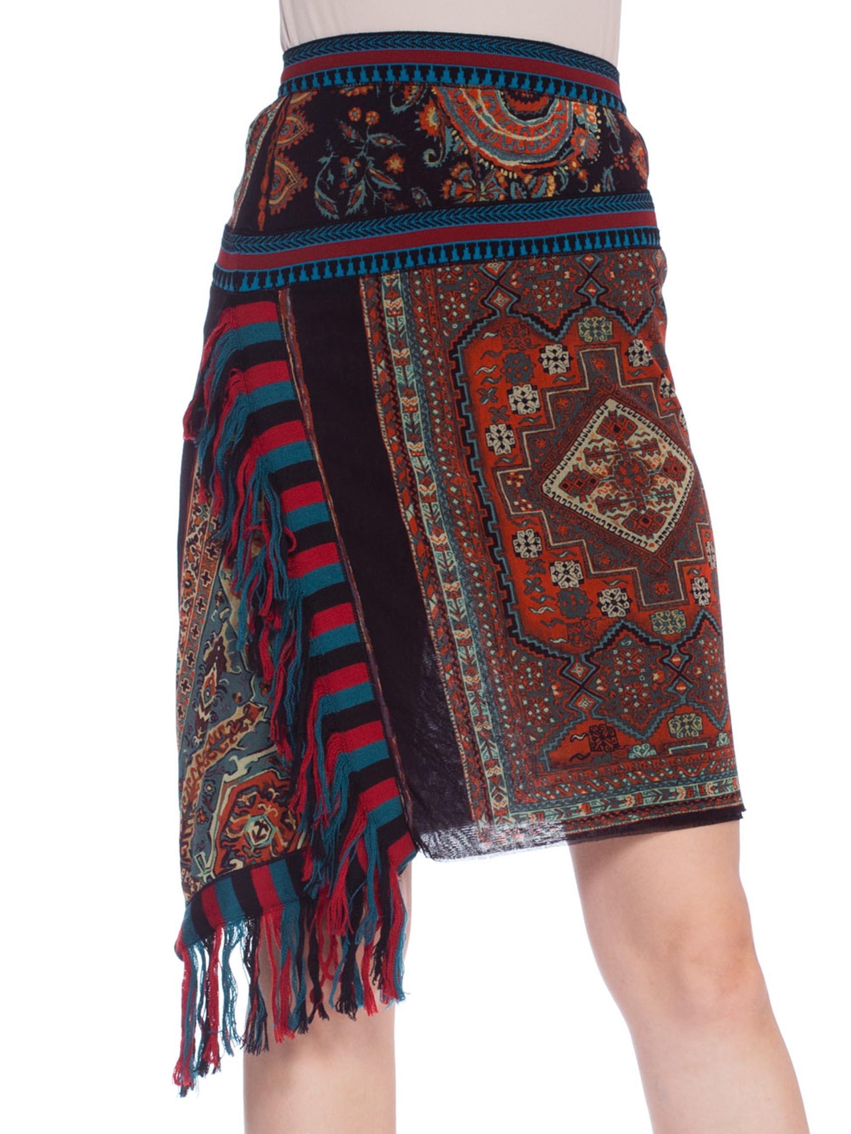 Women's 1990'S JEAN PAUL GAULTIER JPG Tribal Rug Patchwork Mesh Skirt