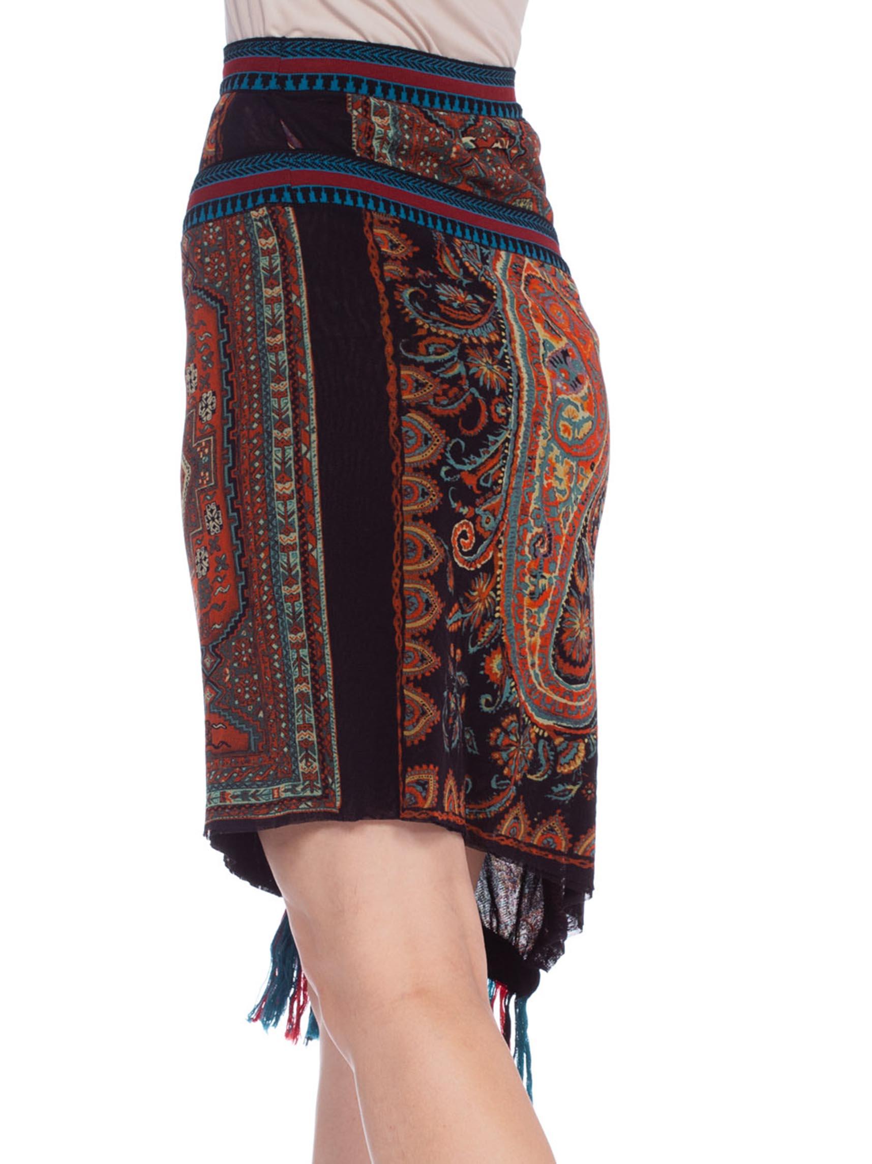 1990'S JEAN PAUL GAULTIER JPG Tribal Rug Patchwork Mesh Skirt 1