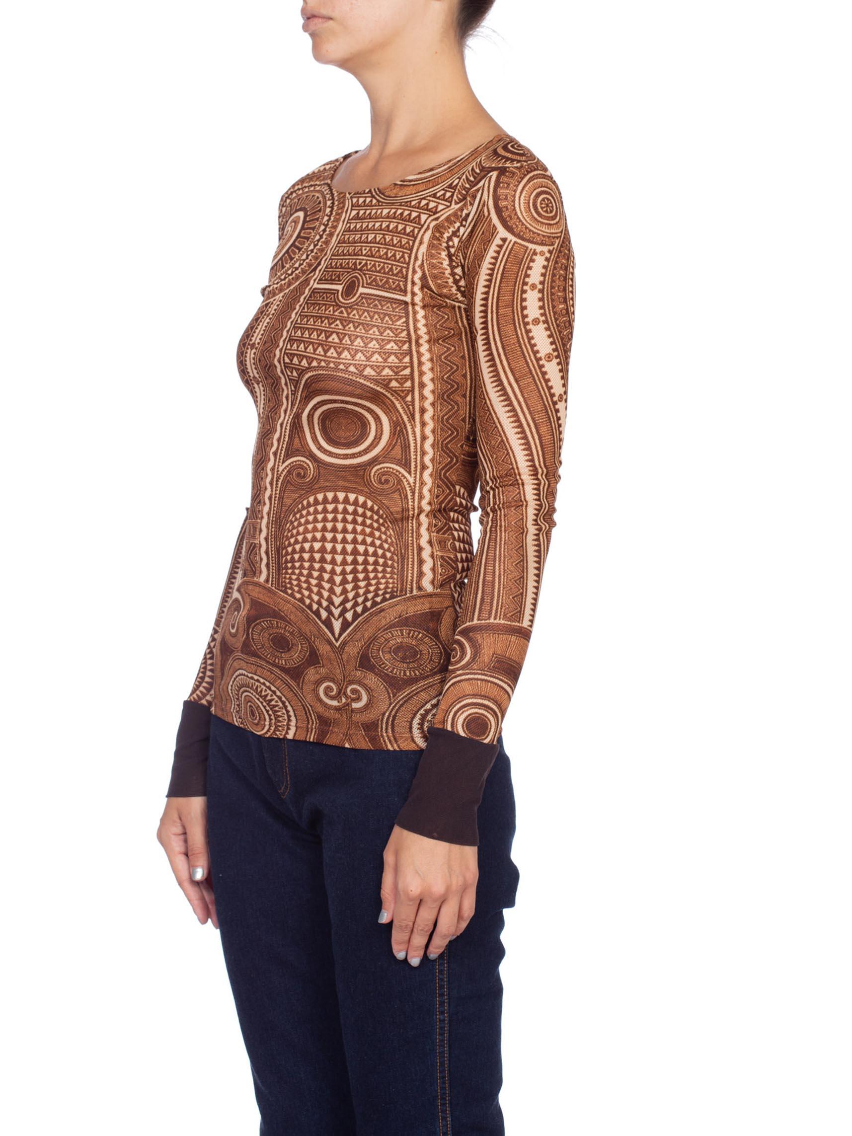 1990's JPG Jean Paul Gaultier Tribal Tattoo Mesh Top In Excellent Condition In New York, NY