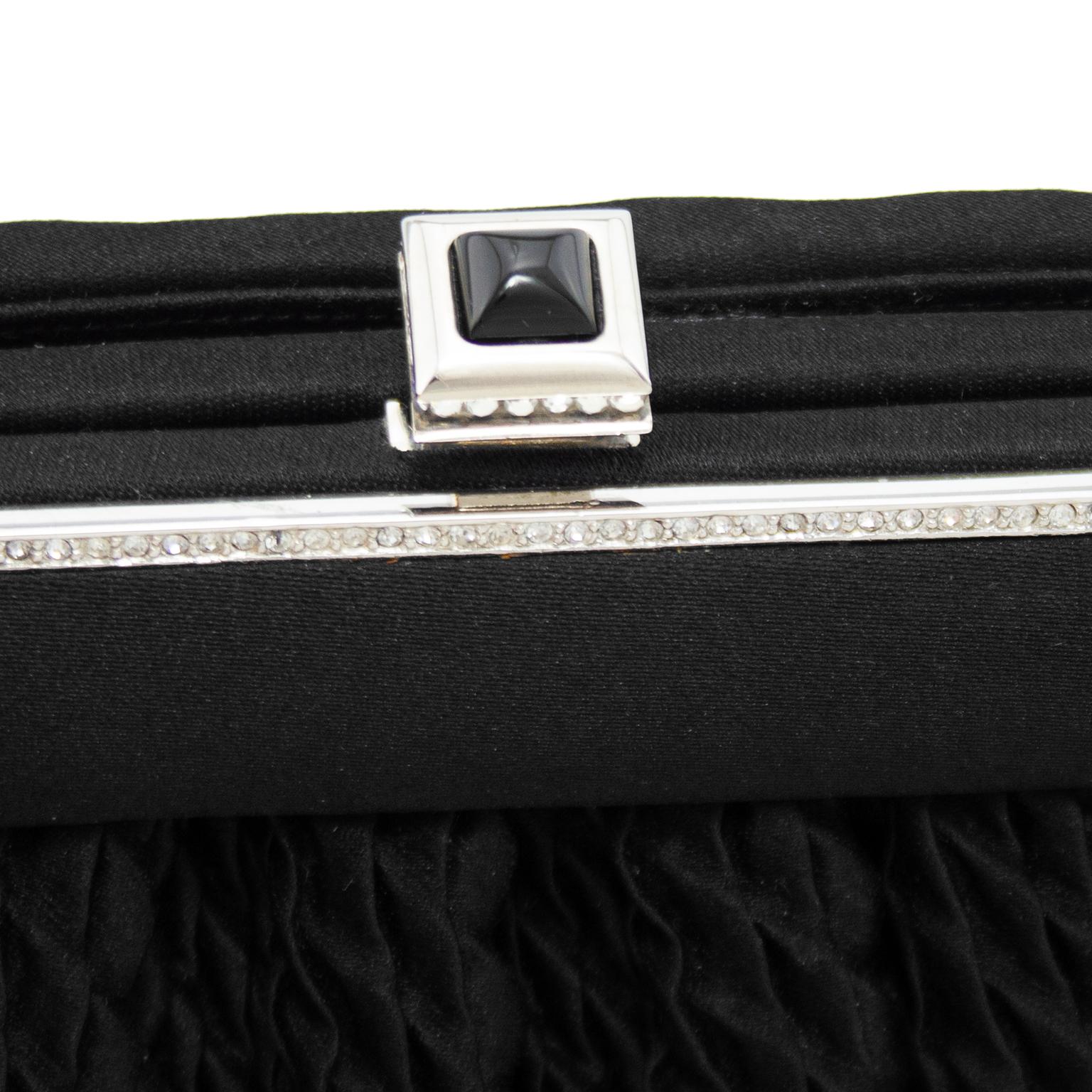 1990s Judith Leiber Black Evening Bag with Greek Key Details For Sale 2