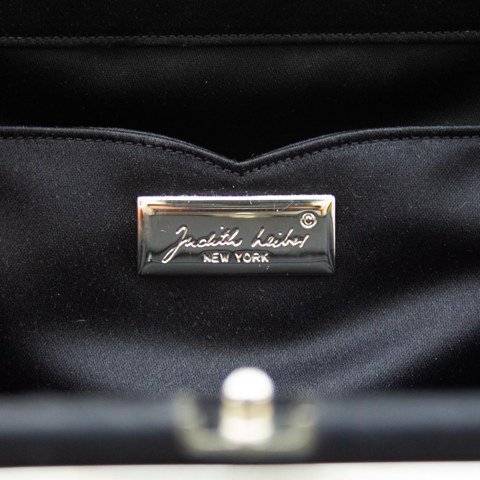 1990s Judith Leiber Black Evening Bag with Greek Key Details 4
